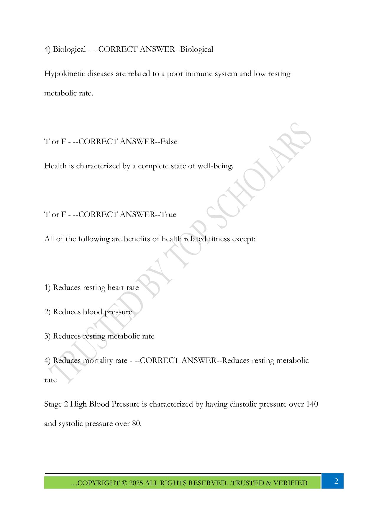 PHED 1164 Final Exam 2025 Questions and Answers