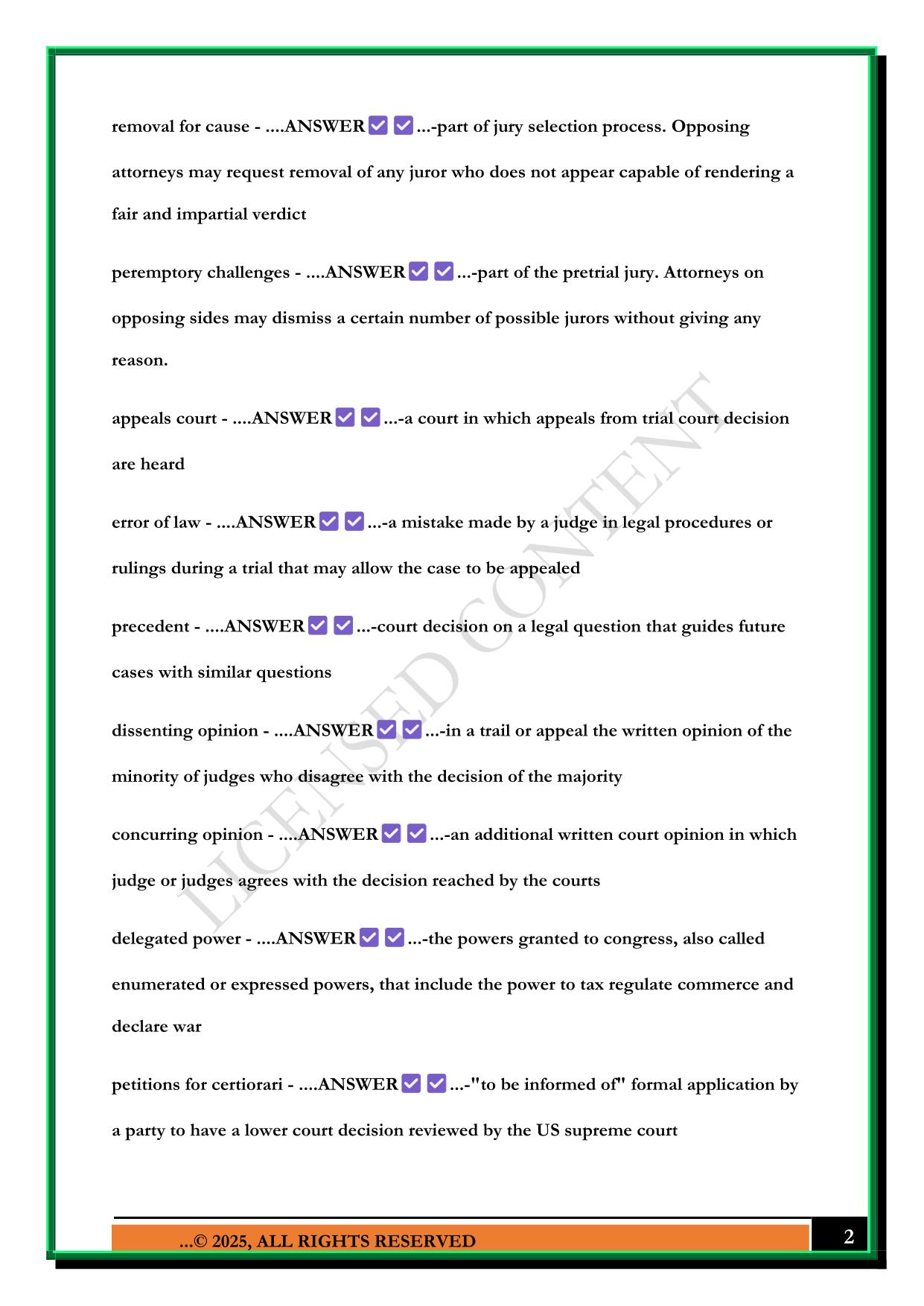 DUAL COURT SYSTEM EXAM 2025 QUESTIONS AND ANSWERS