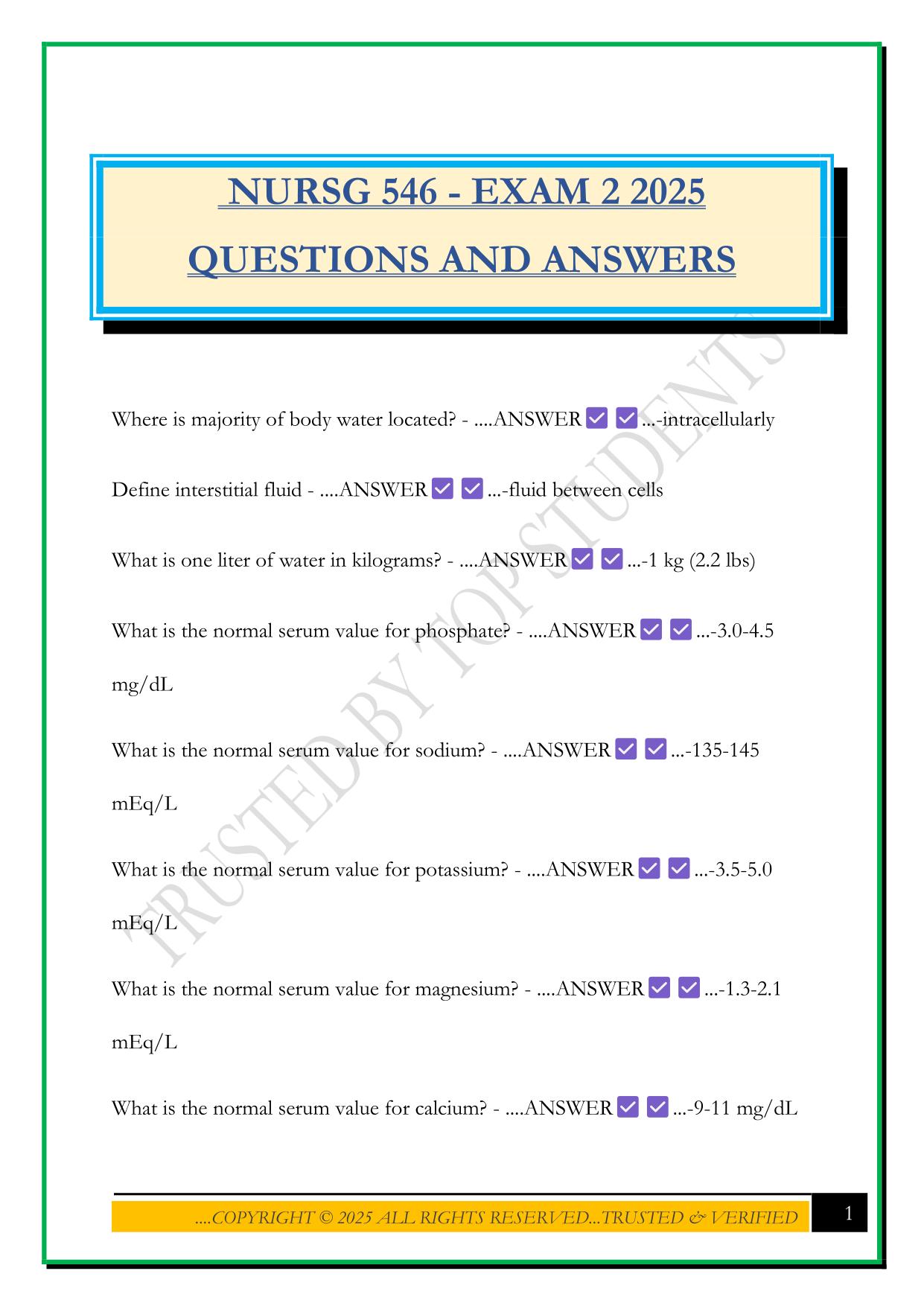 NURSG 546 - EXAM 2 2025 QUESTIONS AND ANSWERS