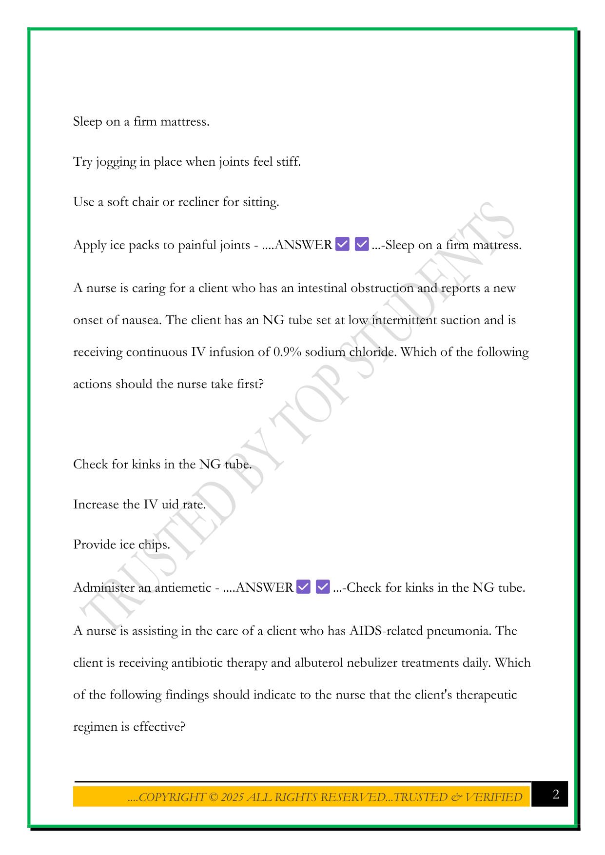 PN MED SURGE ONLINE PRACTICE 2025 QUESTIONS AND ANSWERS