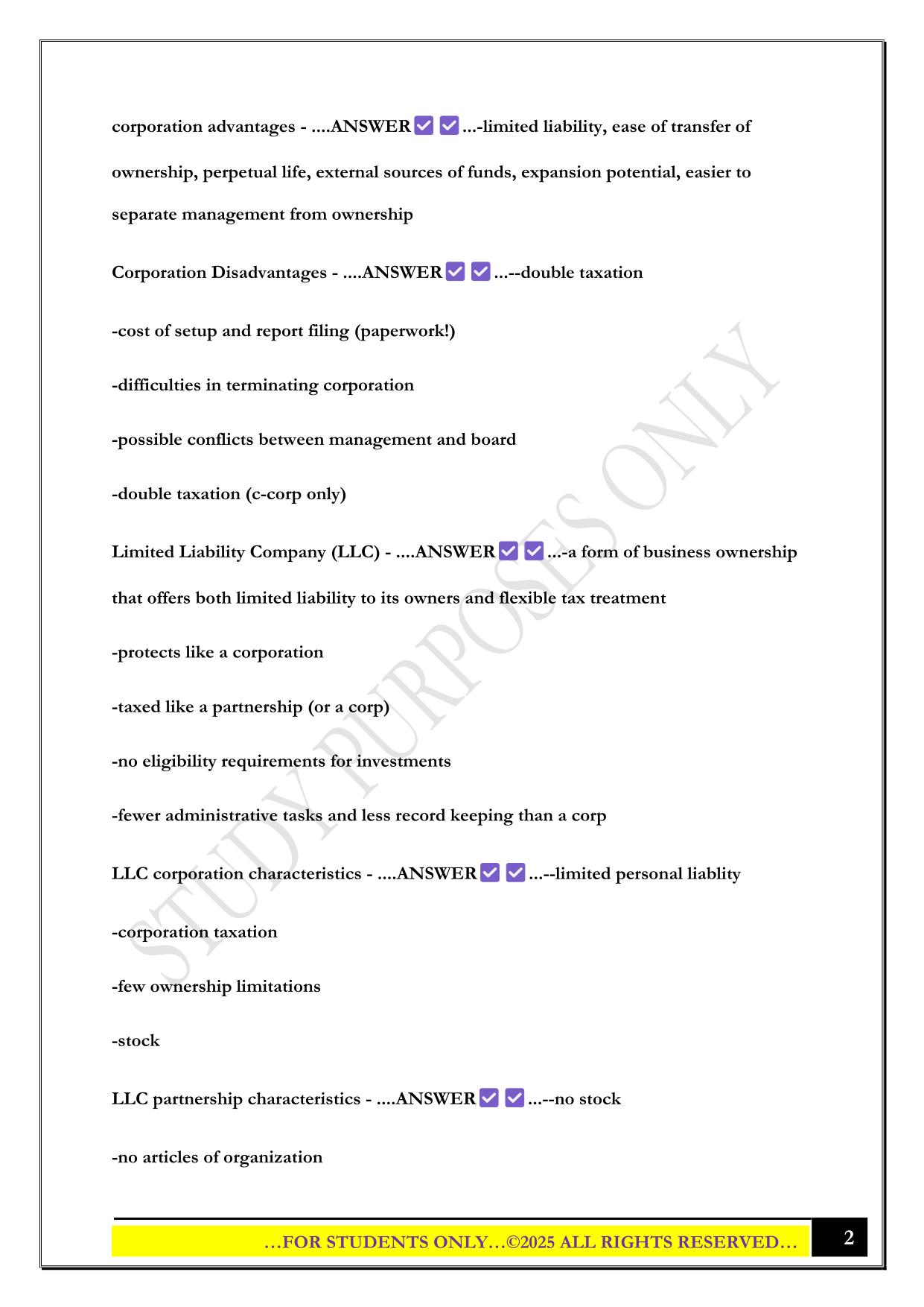 IUPUI BUS X100 Exam 2 2025 Questions and Answers