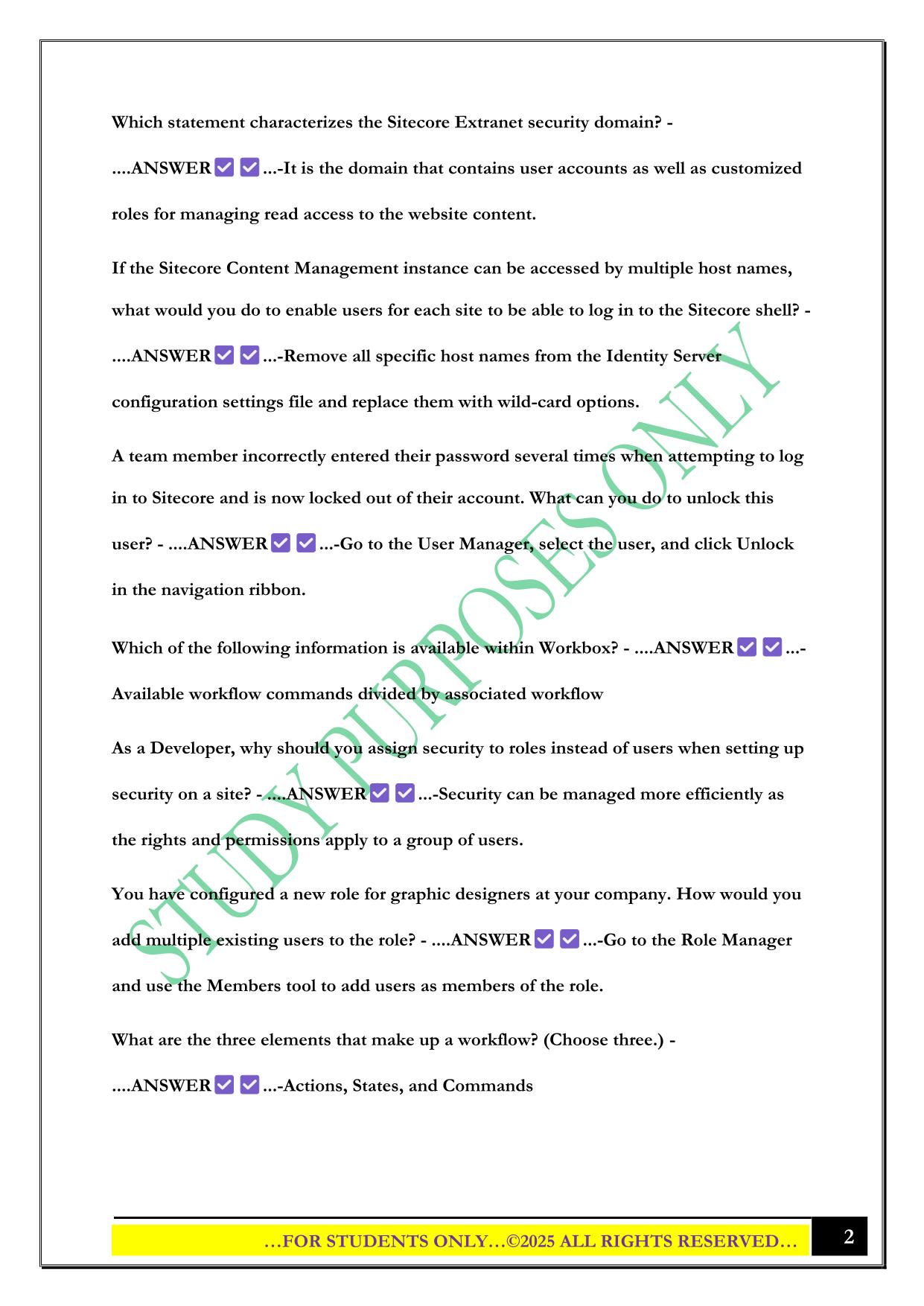 Sitecore 10 Study guide 2025 Questions and Answers