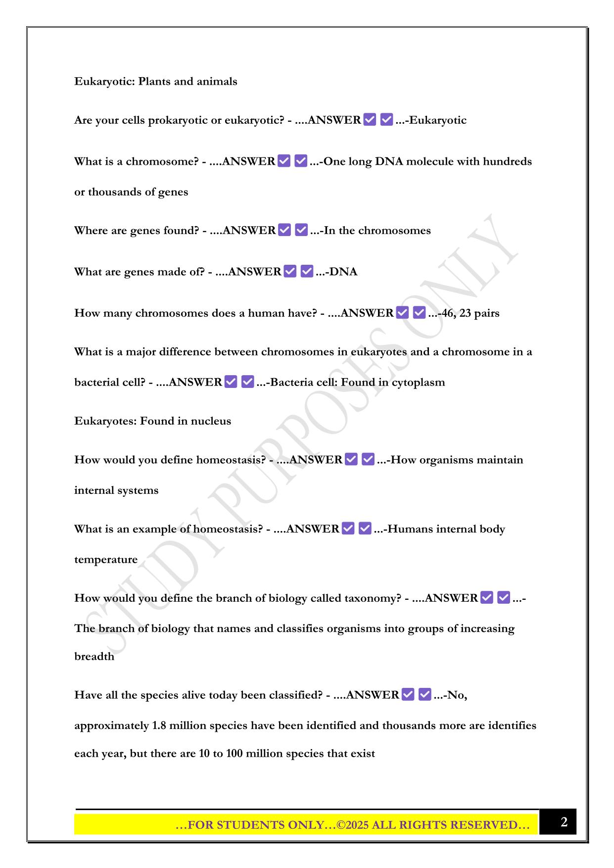 Bio 100 UMaine Exam 1 2025 Questions and Answers