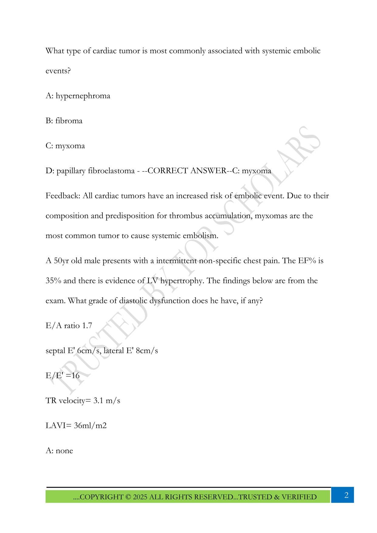 CCI Adult Echo CTL Evaluate Findings pt2 URR Exam 2025 Questions and Answers