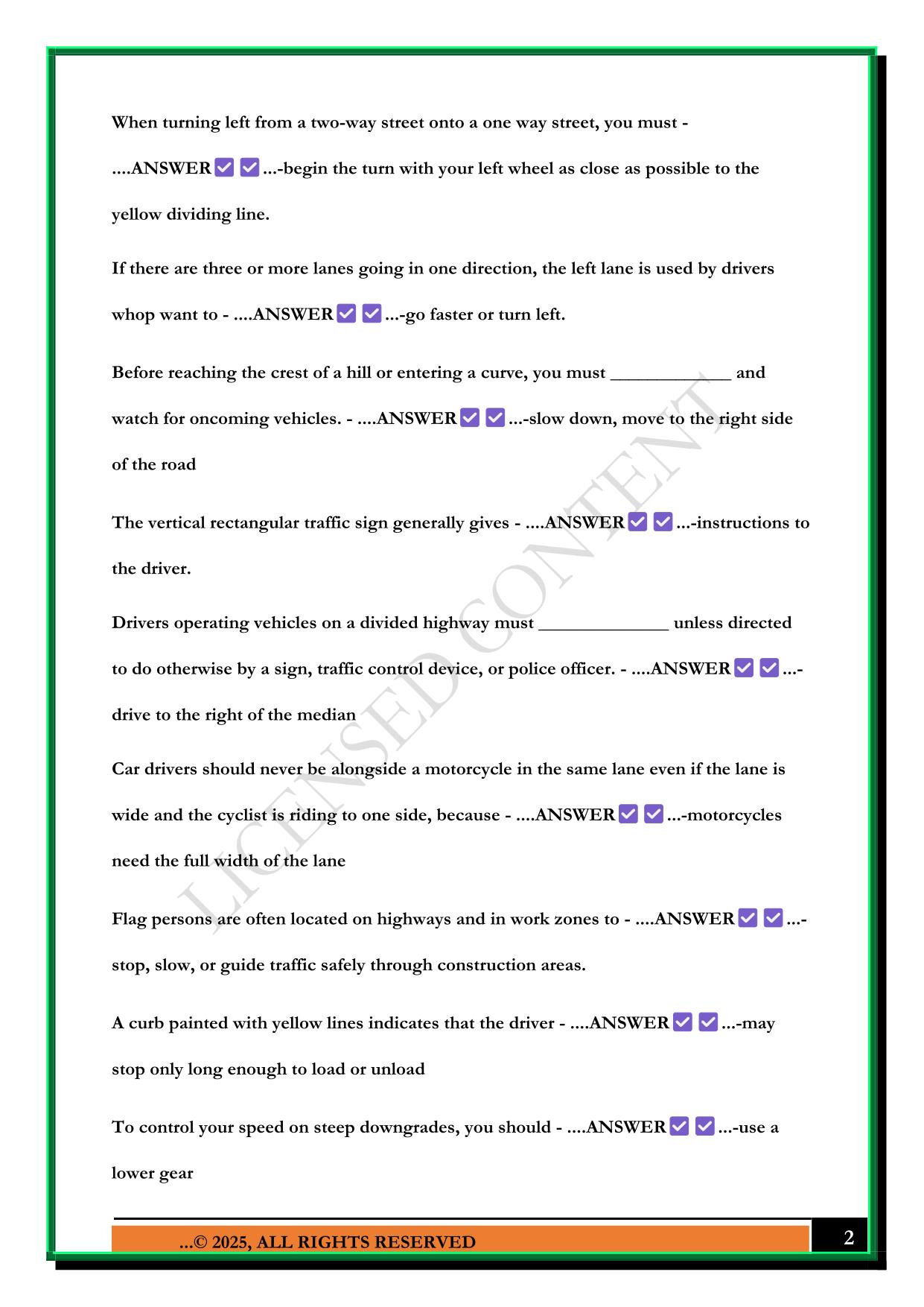 NEW JERSEY PERMIT TEST 2025 QUESTIONS AND ANSWERS