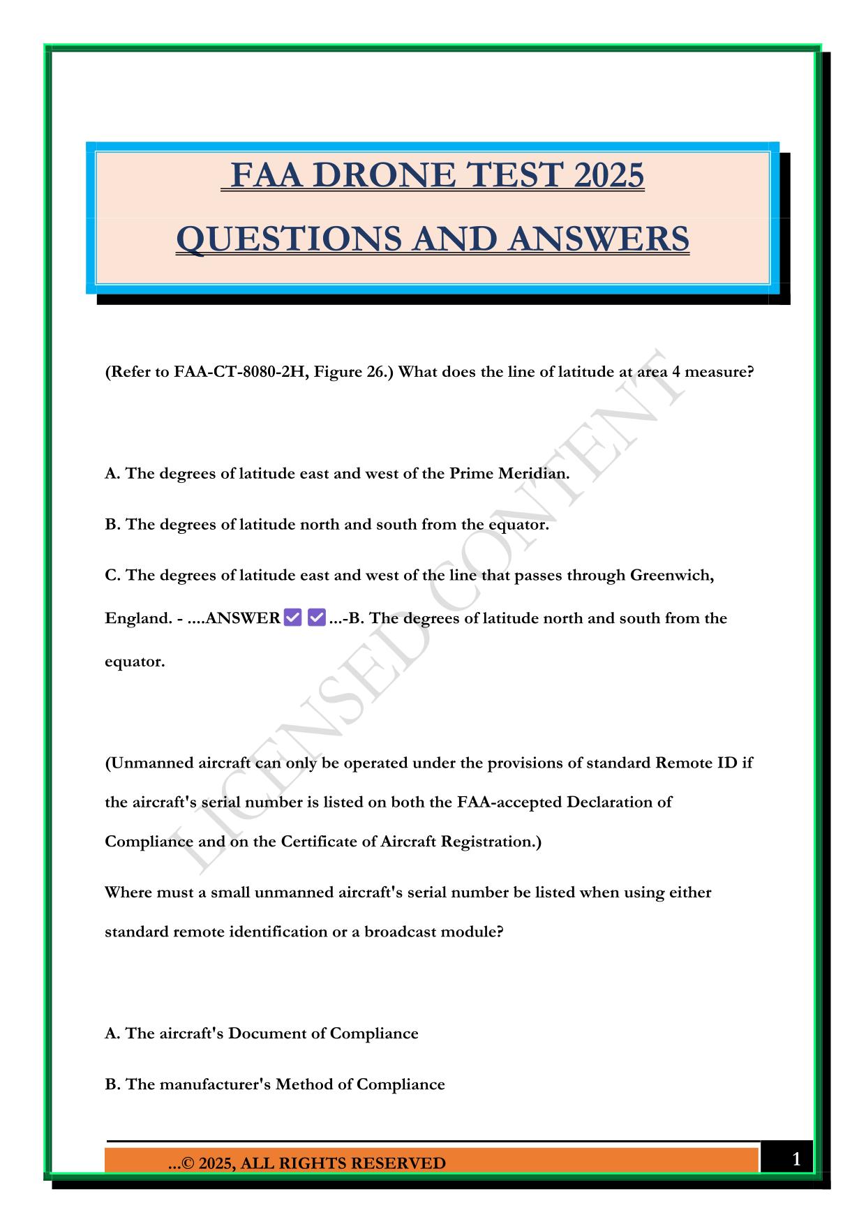 FAA DRONE TEST 2025 QUESTIONS AND ANSWERS