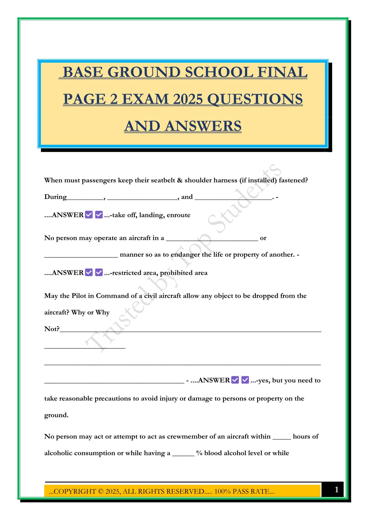 BASE GROUND SCHOOL FINAL PAGE 2 EXAM 2025 QUESTIONS AND ANSWERS