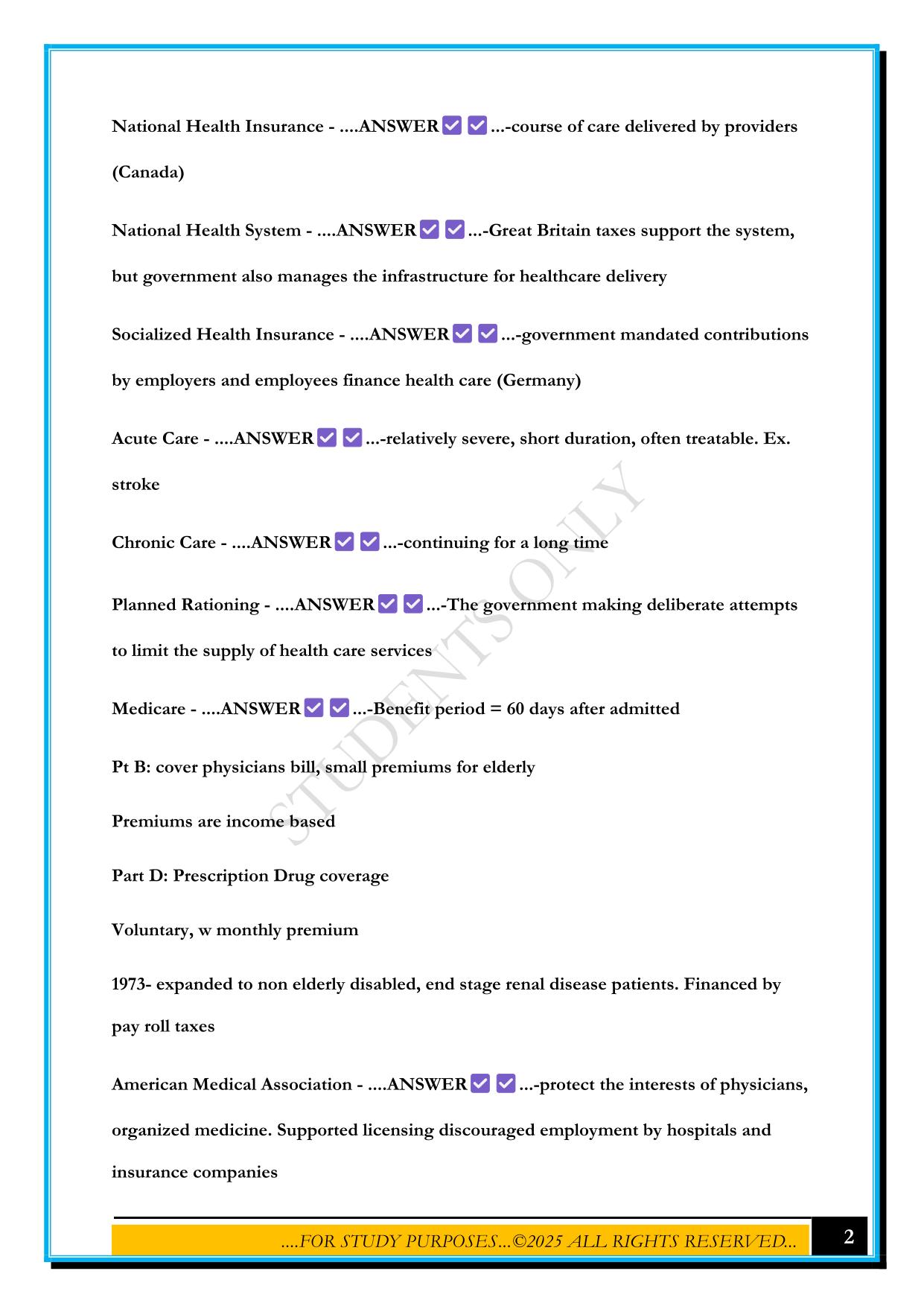C425 HEALTHCARE DELIVERY, REGULATION, AND COMPLIANCE (WGU) EXAM 2025 QUESTIONS AND ANSWERS