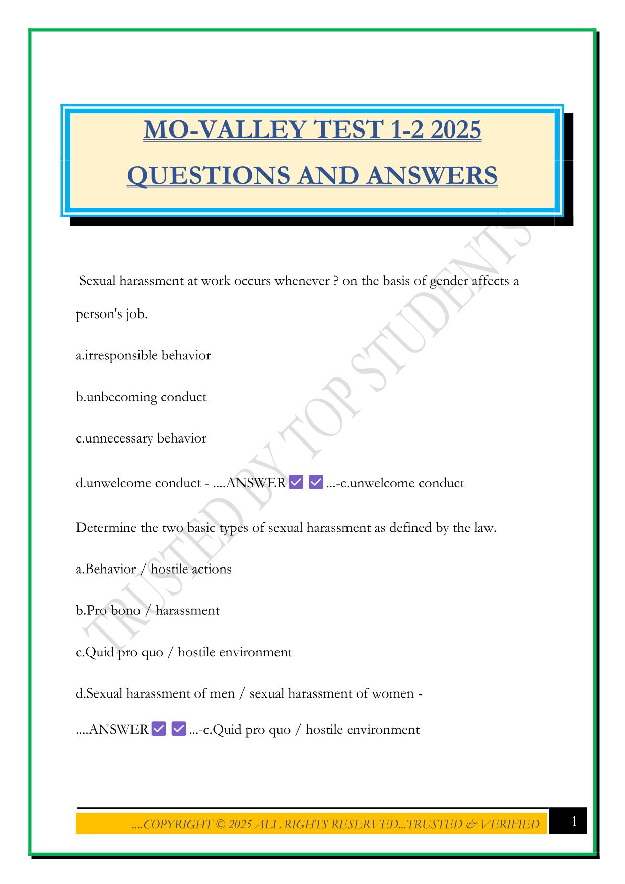 MO-VALLEY TEST 1-2 2025 QUESTIONS AND ANSWERS