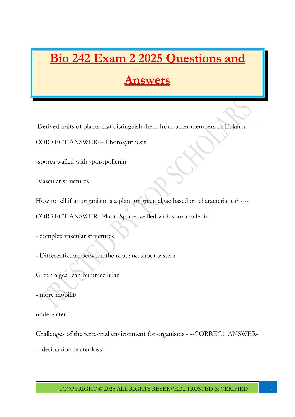 Microbiology 242 Fall 2025 Bundled Exams Questions and Answers |100% Pass Verified and Updated