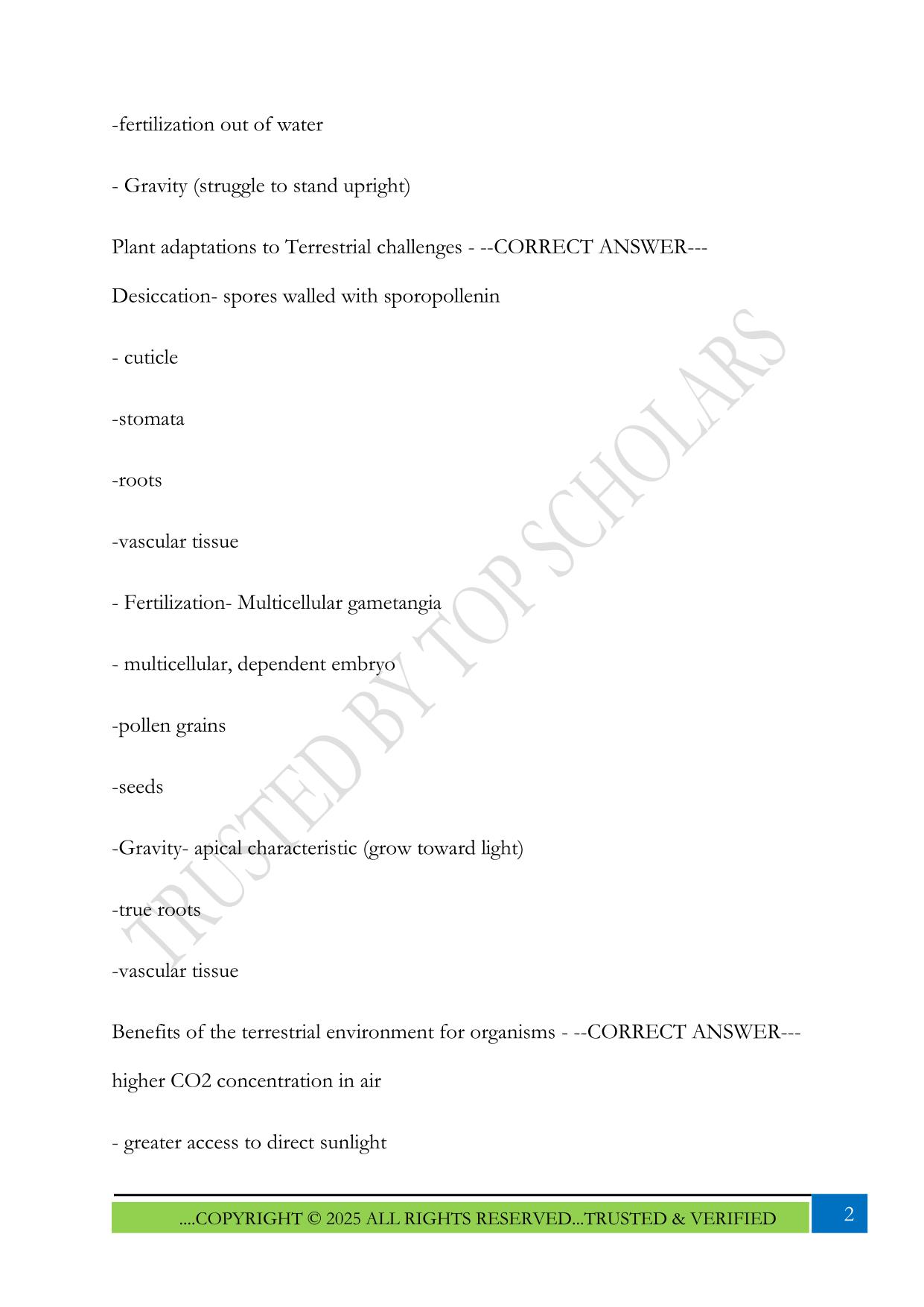 Bio 242 Exam 2 2025 Questions and Answers