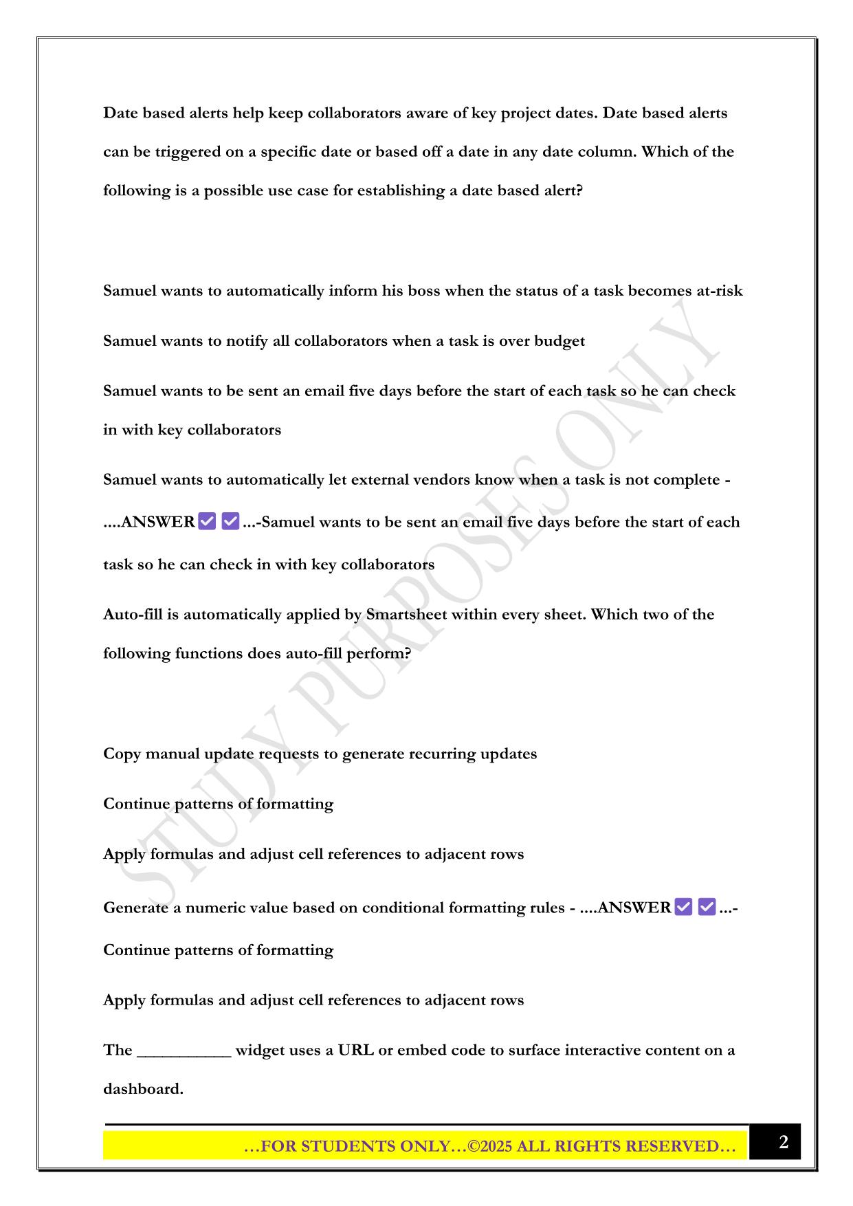 Smartsheet Certification Exam 2025 Questions and Answers
