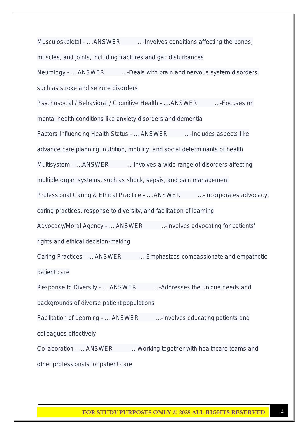 ACNPC-AG Test Plan Competencies Exam 2025 Questions and Answers