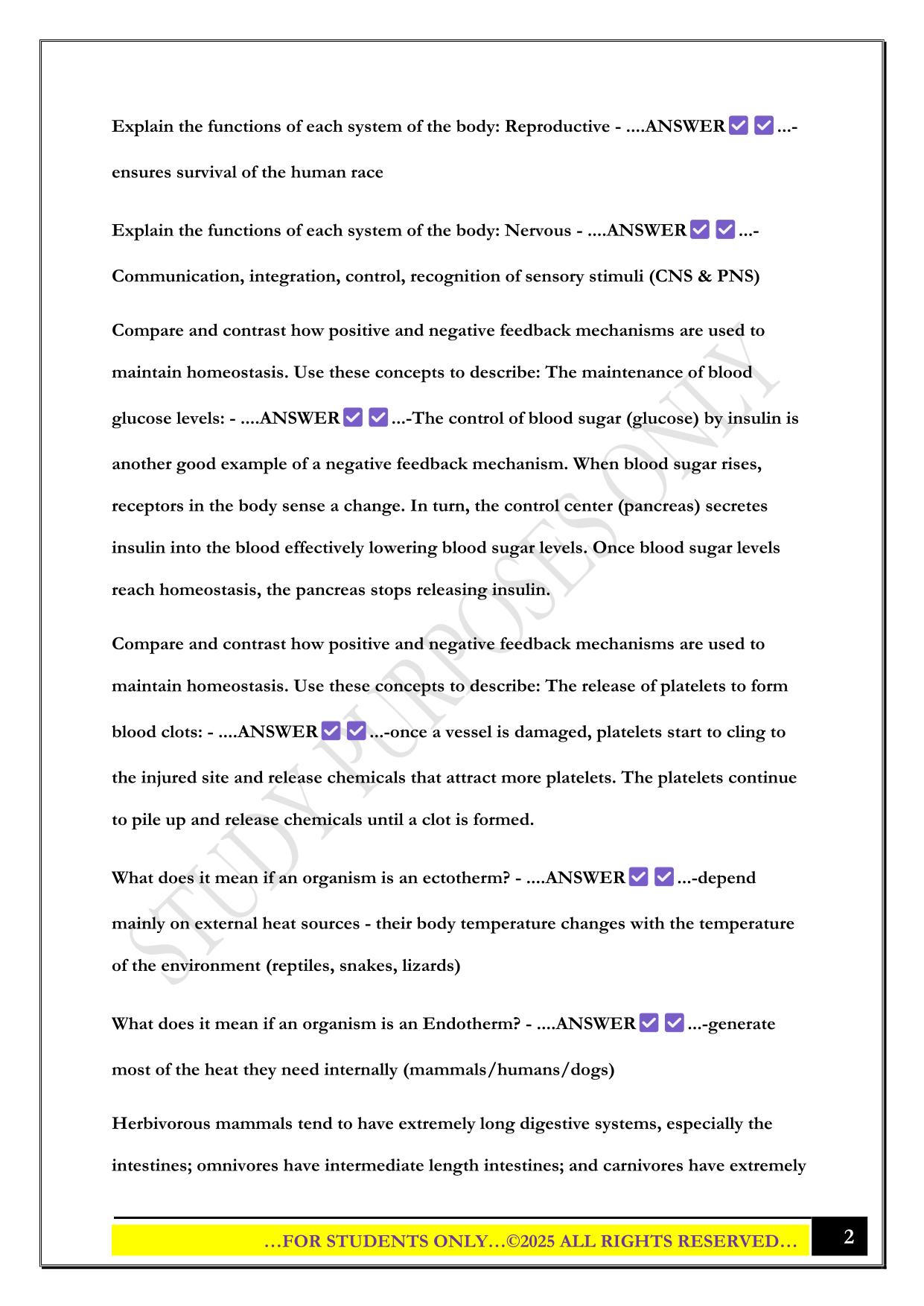 ASU BIO 100 EXAM 3 2025 QUESTIONS AND ANSWERS