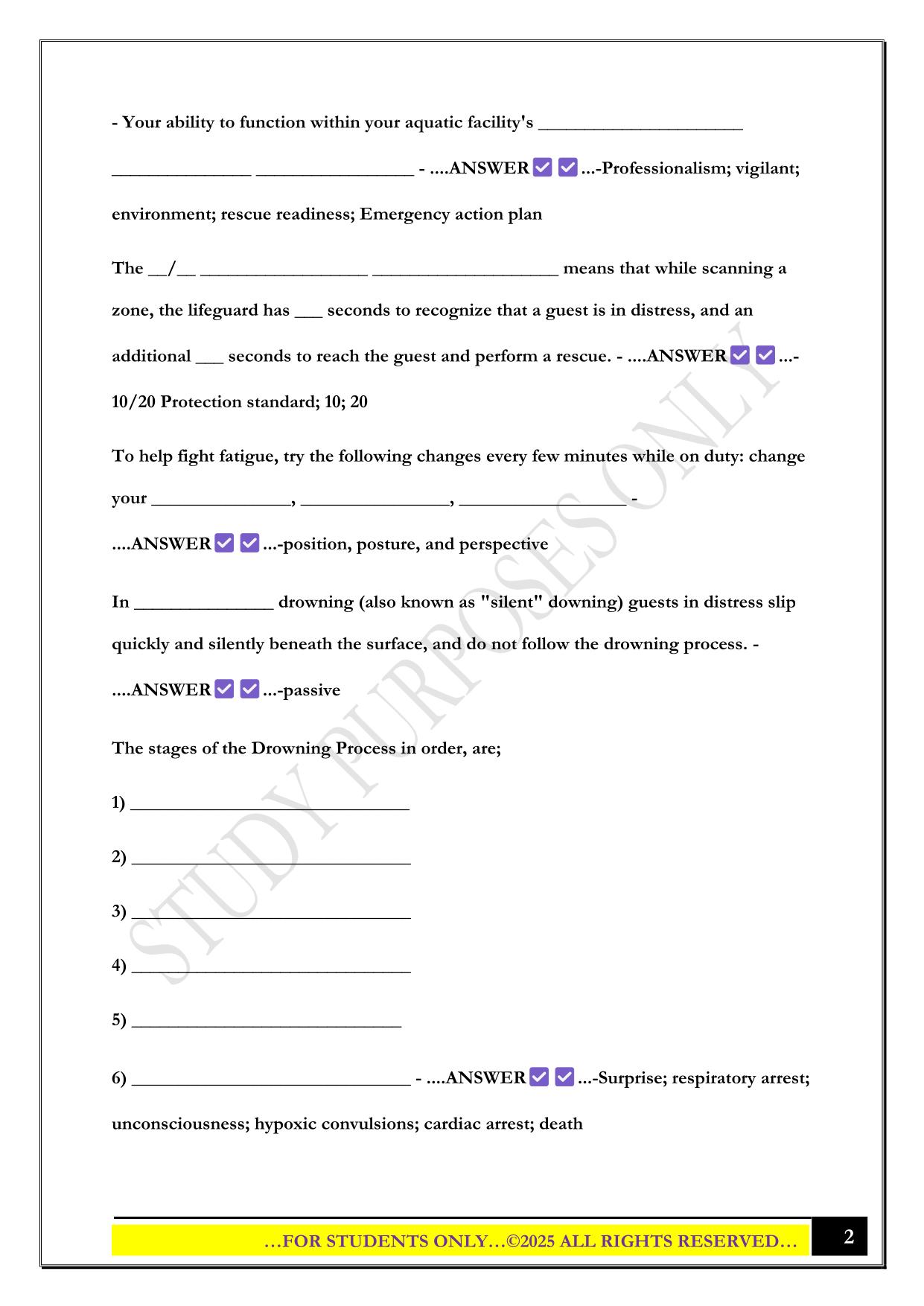 Jeff Ellis Management Lifeguard Review Sheet 2025 Questions and Answers