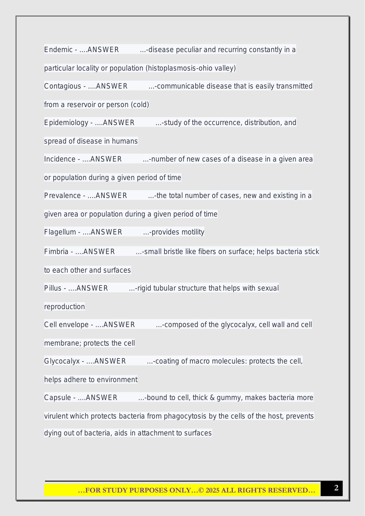 Microbiology IUPUI Exam 1 2025 Questions and Answers