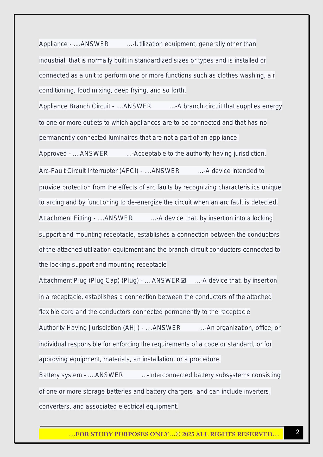 NFPA 70 - Article 100 – Definitions Exam 2025 Questions and Answers