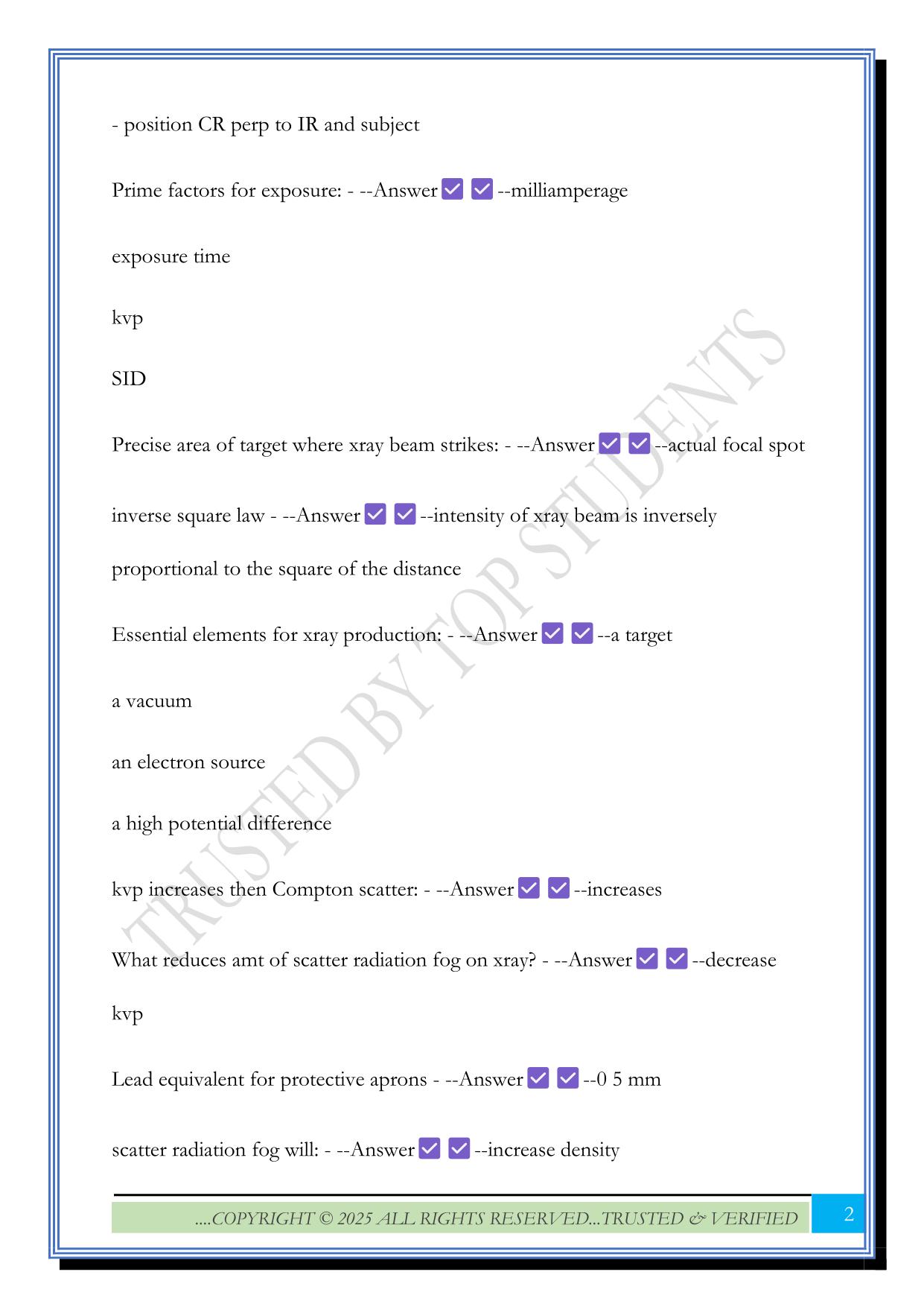 Lmrt core / radiation & safety Exam 2025 Questions and Answers