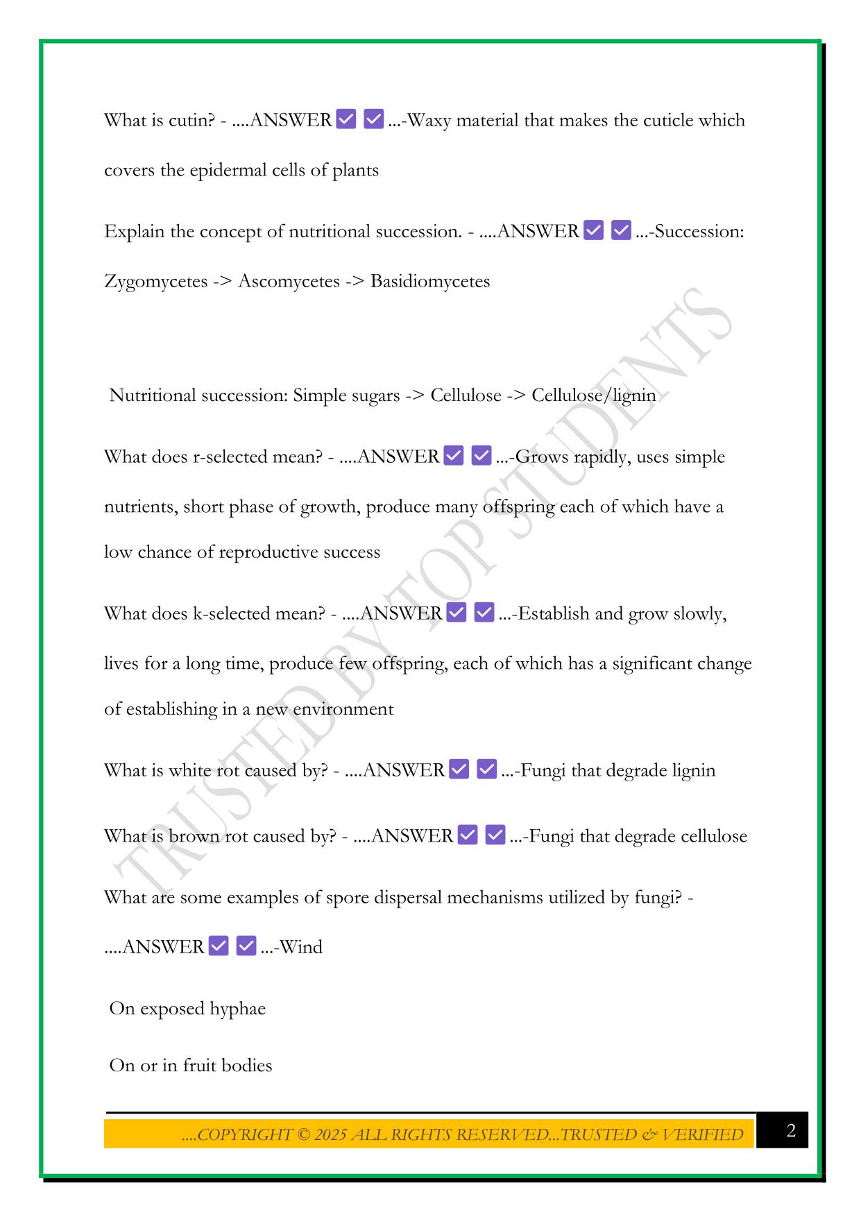 BESC 204 EXAM 3 2025 QUESTIONS AND ANSWERS
