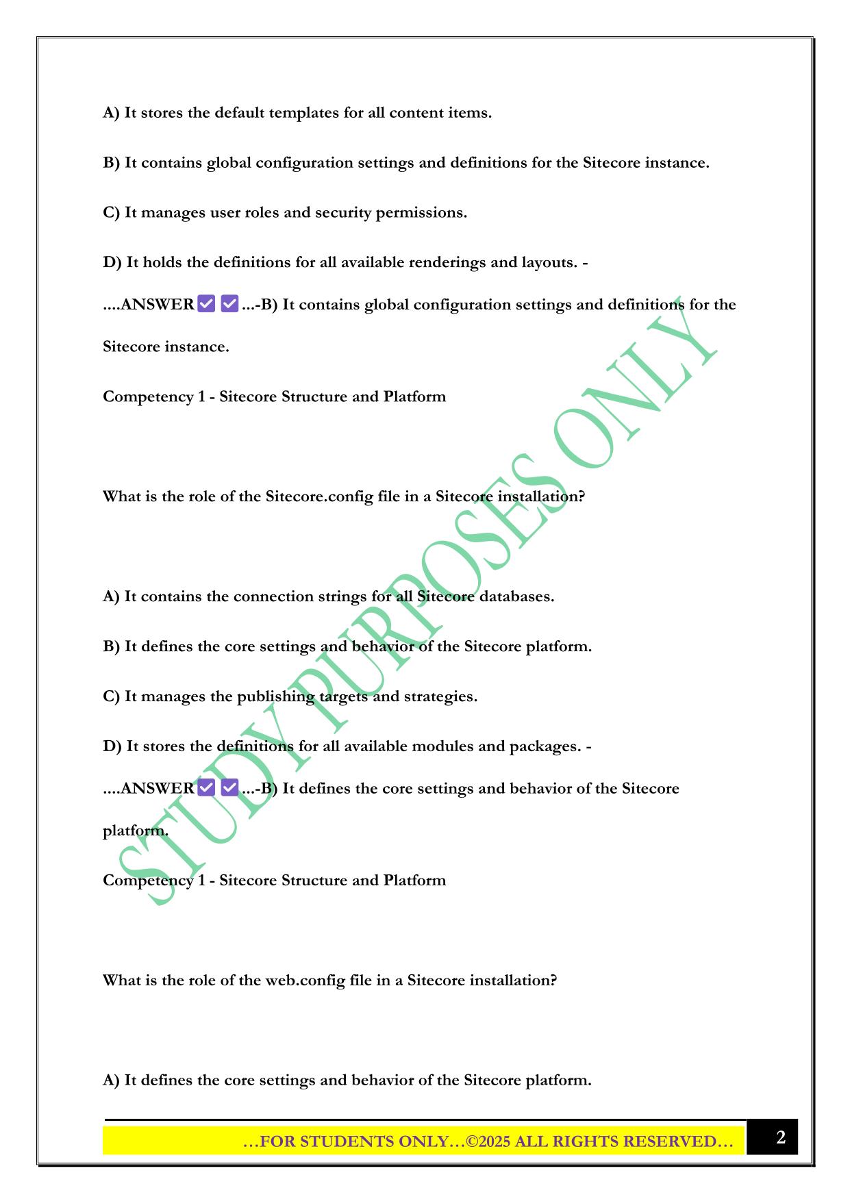 Sitecore 10 .NET Developer Certification Exam 2025 Questions and Answers