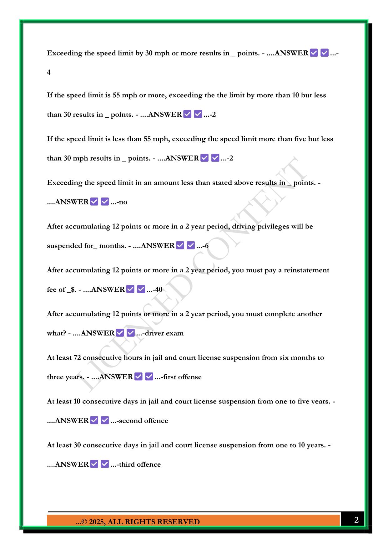 OHIO BMV TEMPS PENALTIES EXAM 2025 QUESTIONS AND ANSWERS