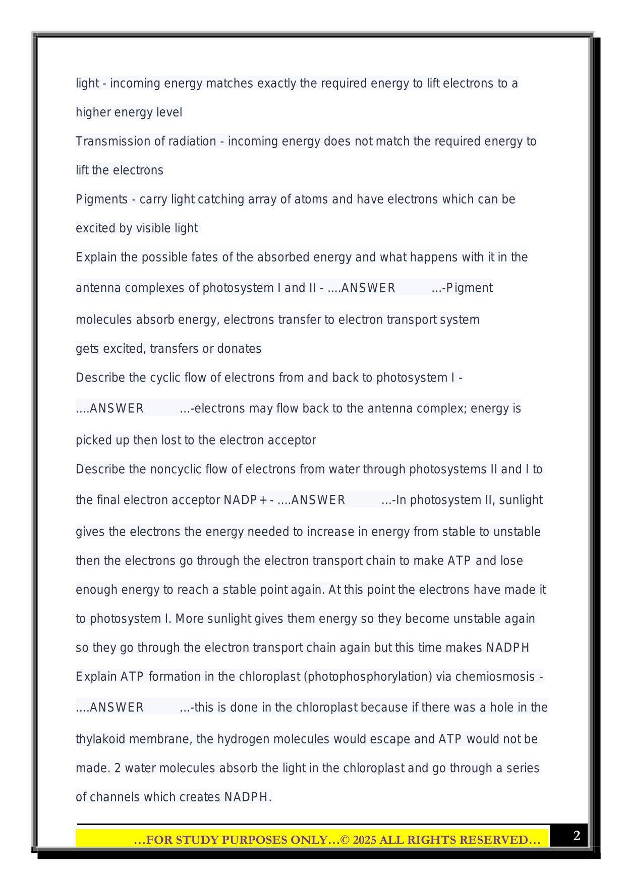 Biology 201 Fall 2025 - Exam 2 - Uwe Pott – UWGB Questions and Answers