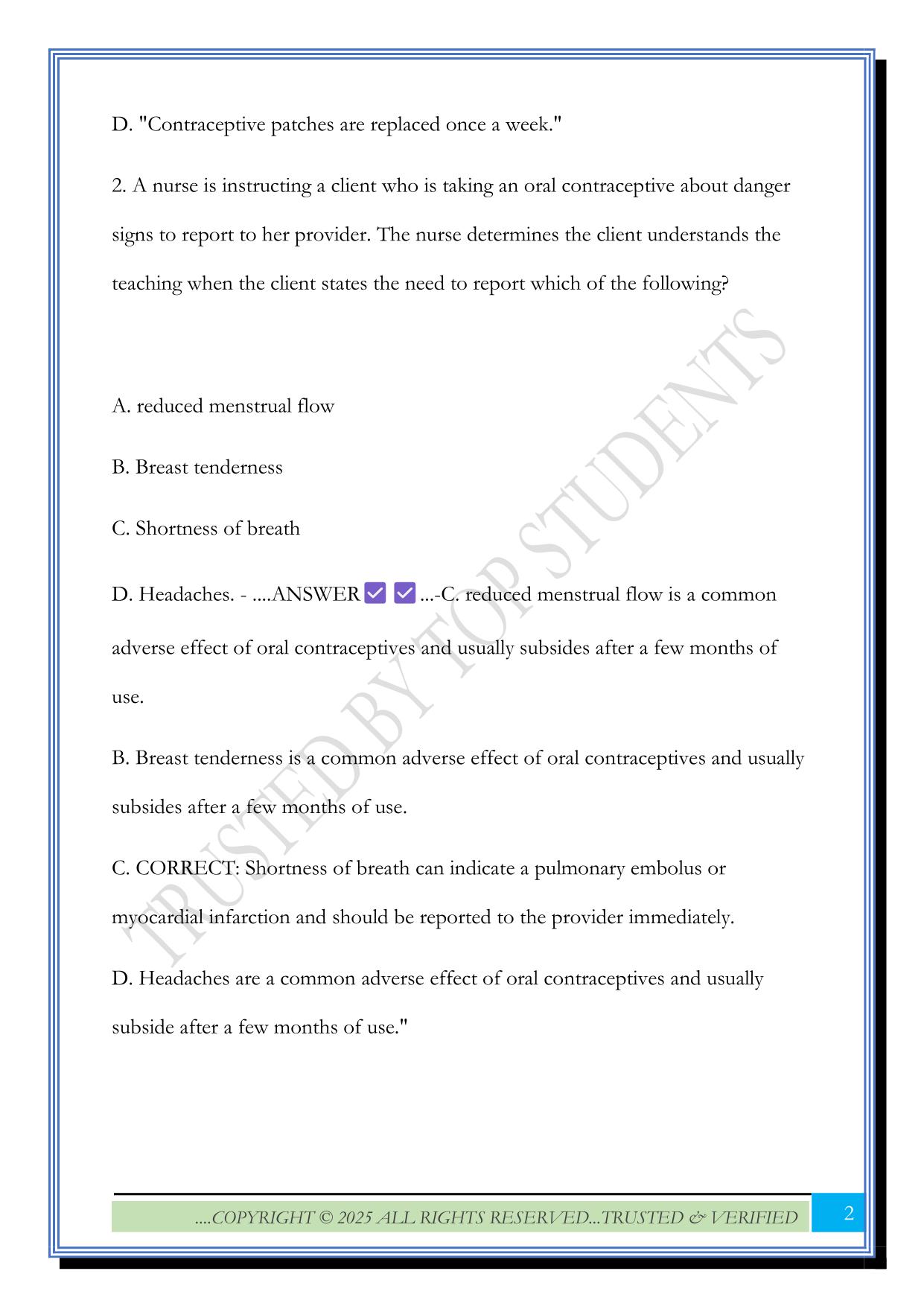 ATI RN Maternal Newborn Nursing UNIT 1 Antepartum Nursing Care Exam 2025 Questions and Answers