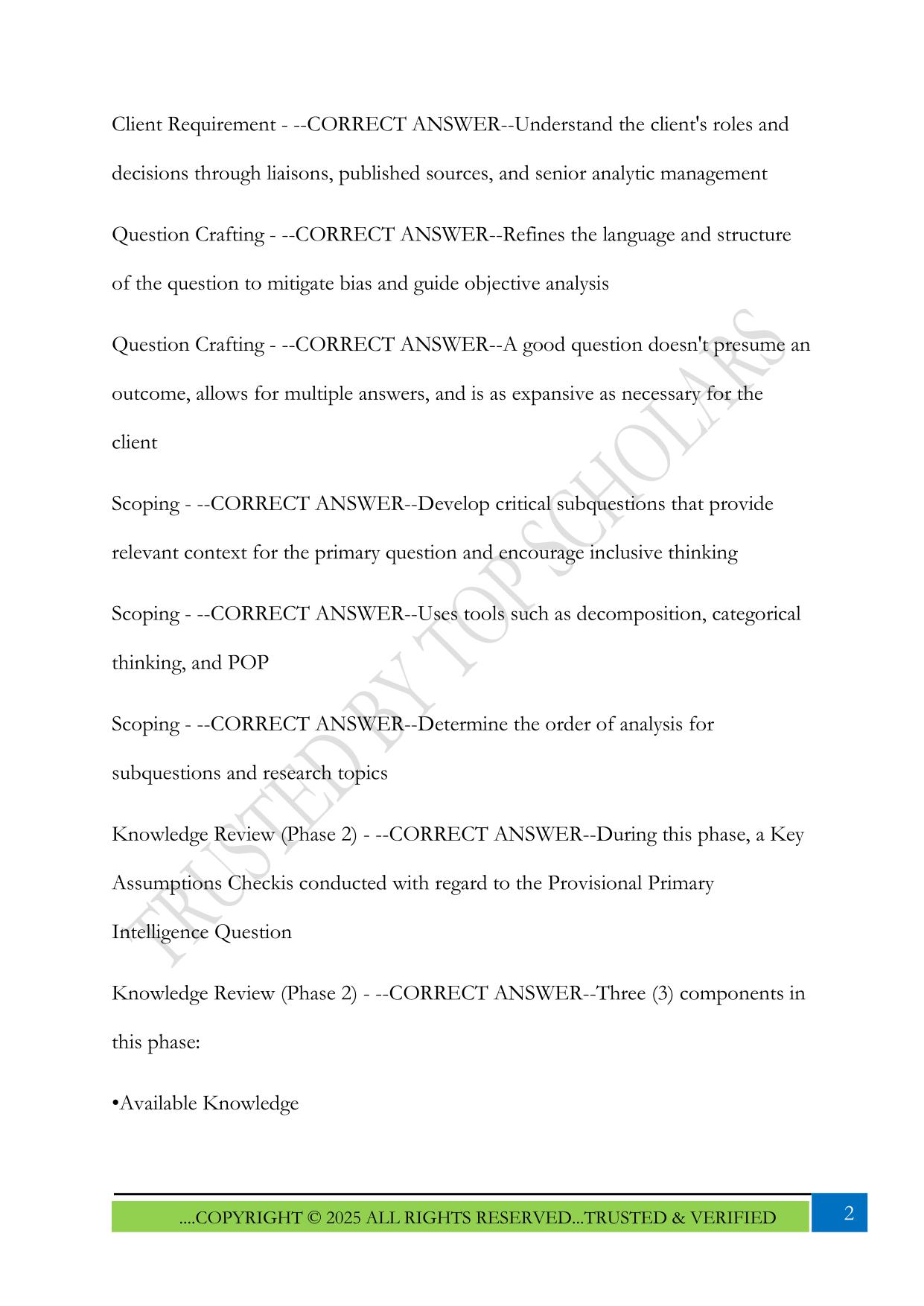 CDASA I: Analytic Design Exam 2025 Questions and Answers