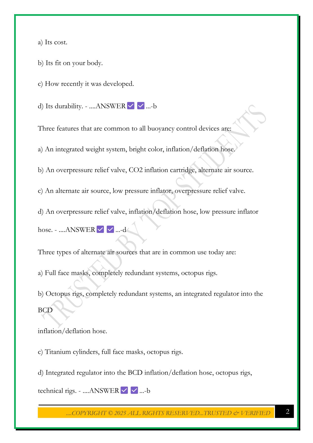 NAUI EXAM 2025 QUESTIONS AND ANSWERS