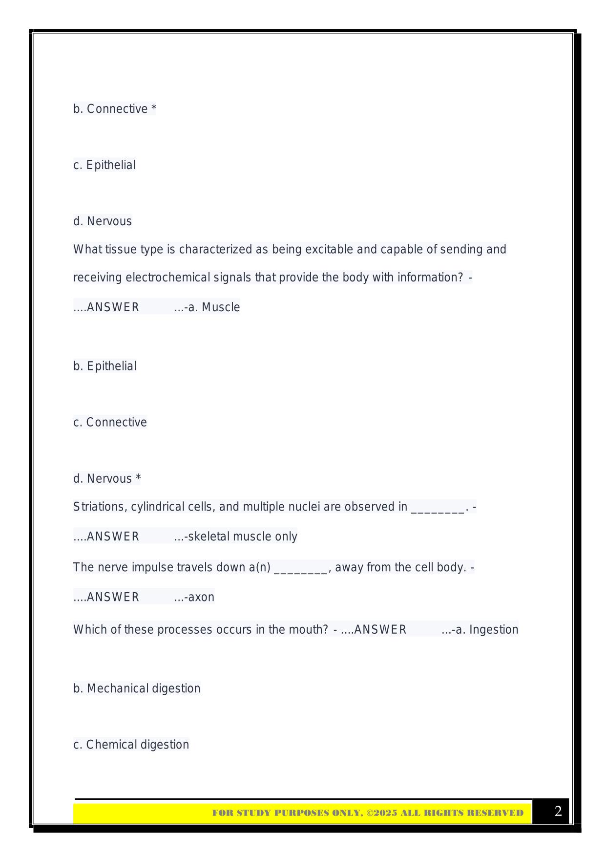 BIO 100 EXAM 3 2025 QUESTIONS AND ANSWERS