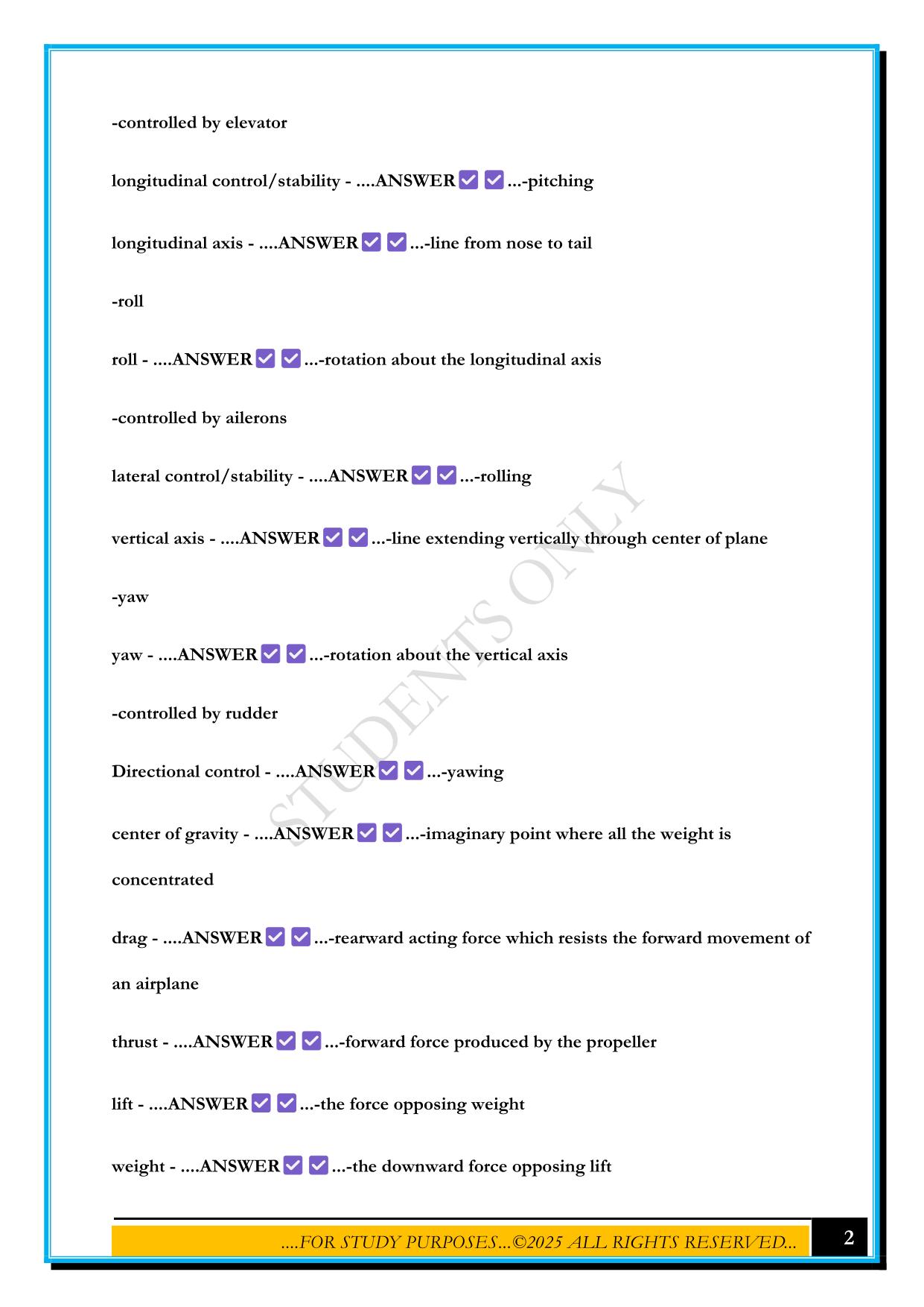 GROUND SCHOOL TEST 1 2025 QUESTIONS AND ANSWERS