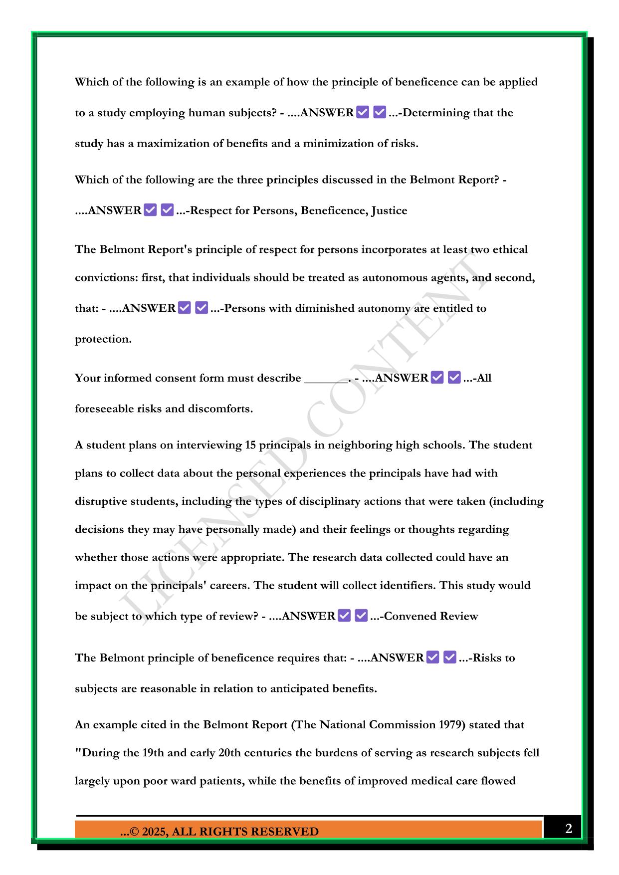 CITI IRB EXAM 2025 QUESTIONS AND ANSWERS