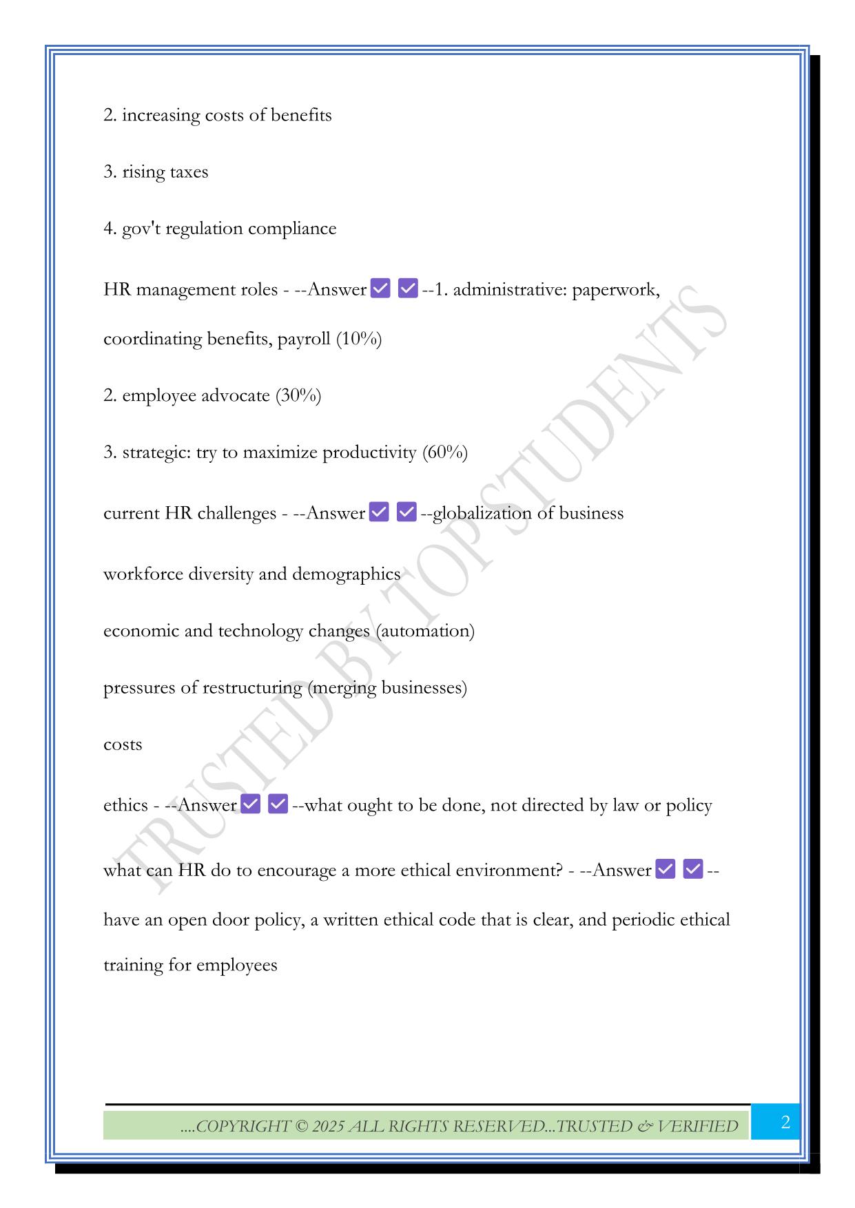 HRMN 3420 Test 1 – Walker Exam 2025 Questions and Answers