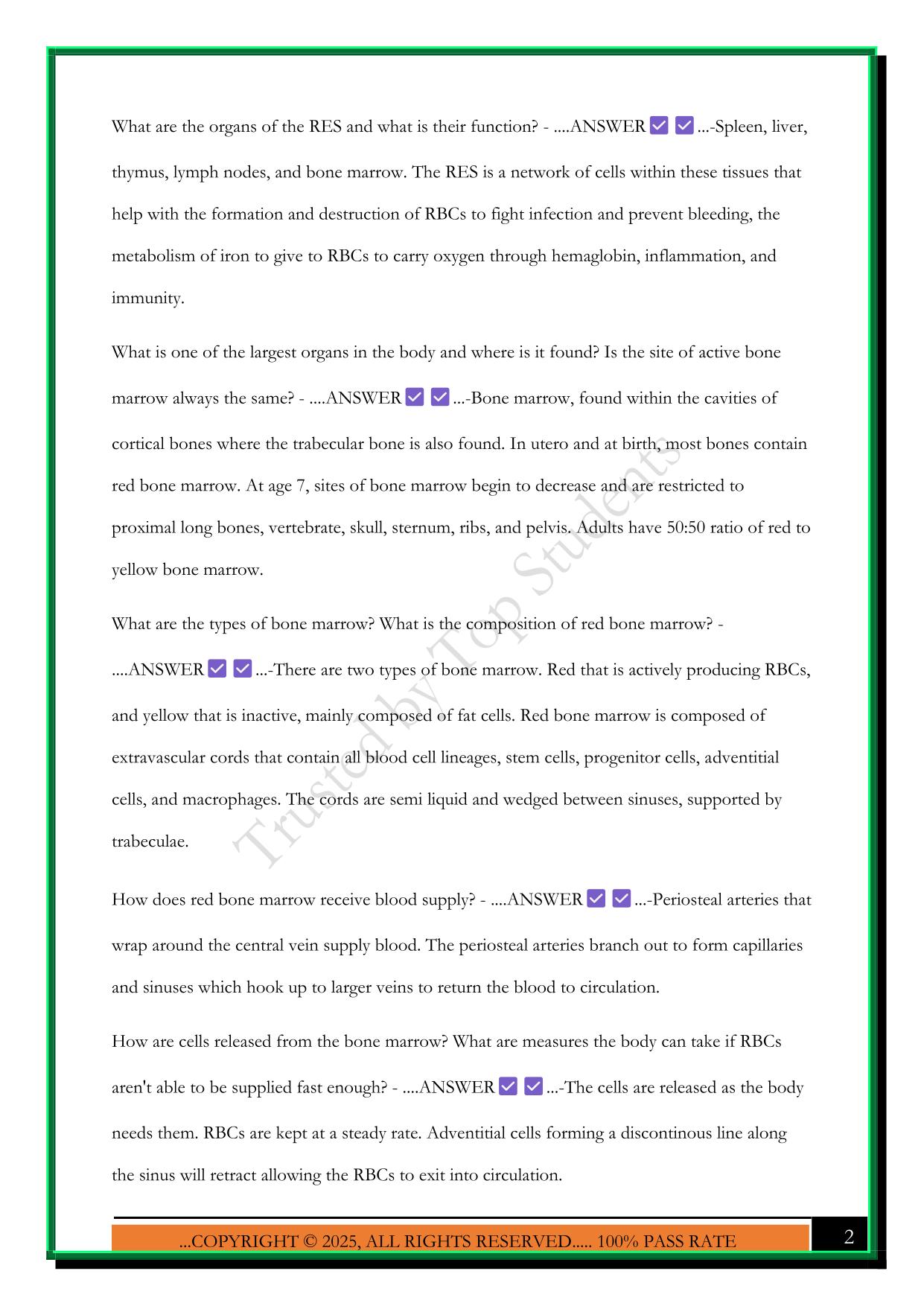 UAMS HEMATOLOGY EXAM #1 2025 QUESTIONS AND ANSWERS