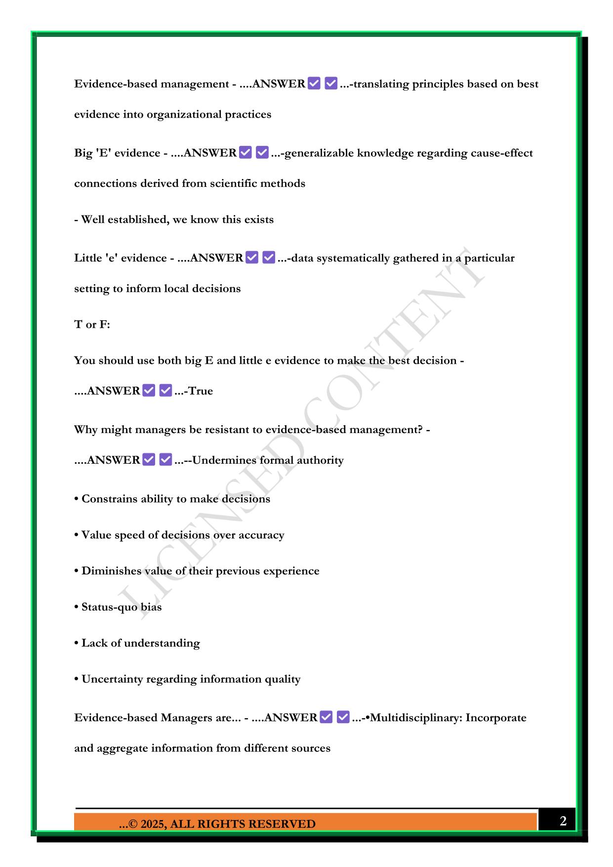 MAN 6366 FINAL EXAM 2025 QUESTIONS AND ANSWERS