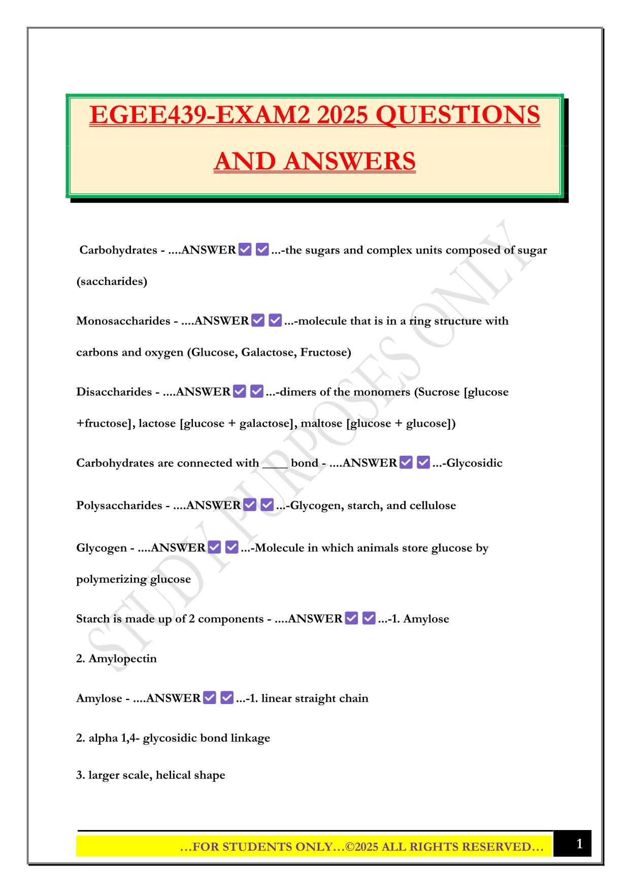 EGEE439-EXAM2 2025 QUESTIONS AND ANSWERS