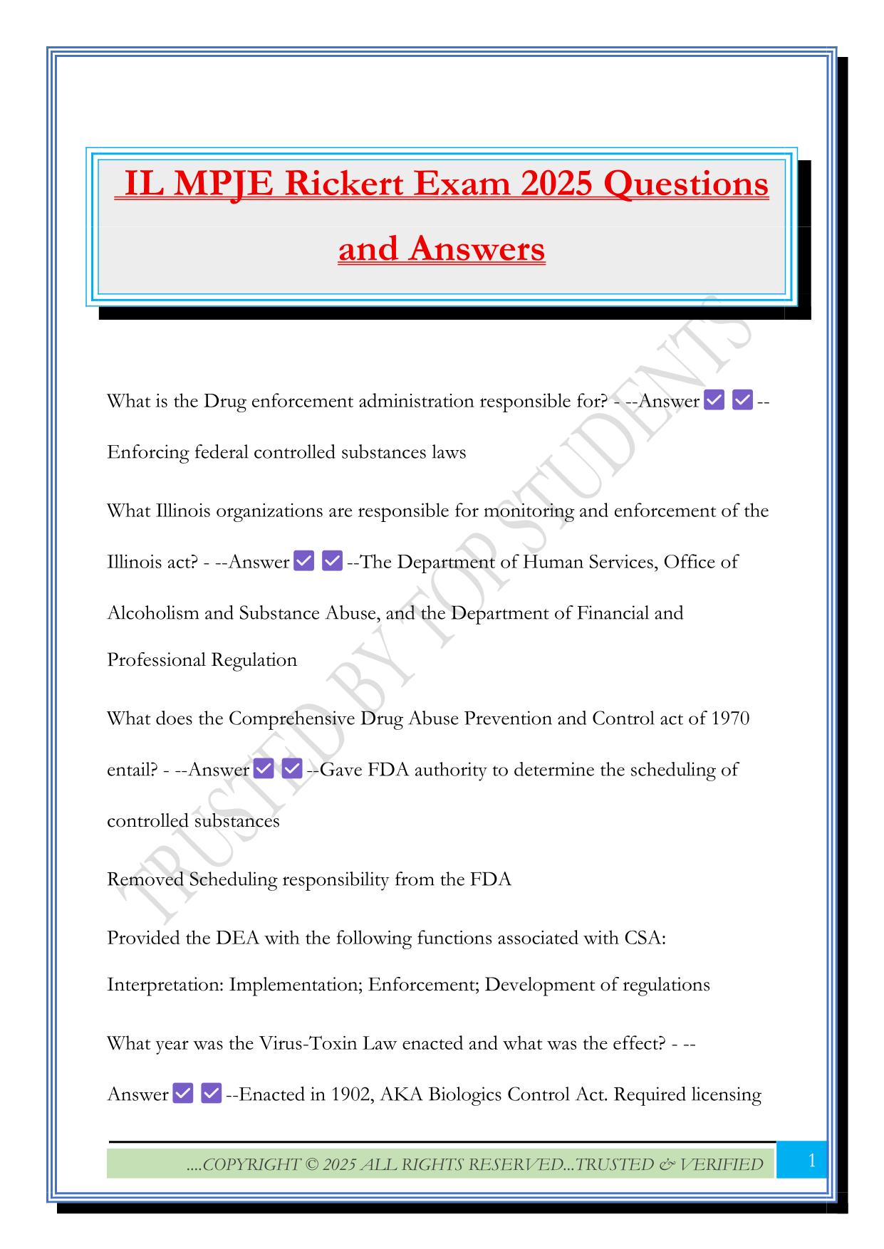 IL MPJE Rickert Exam 2025 Questions and Answers
