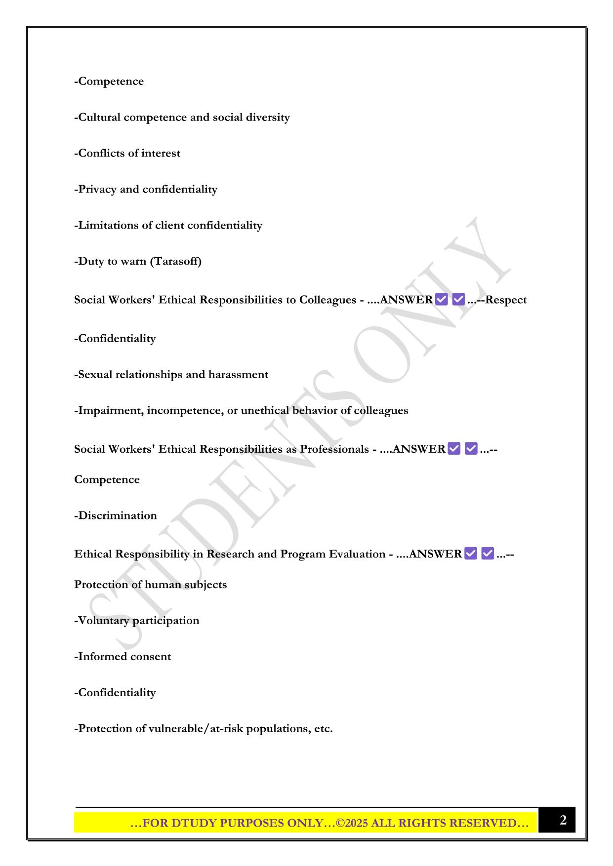 MSW COMPREHENSIVE EXAM 2025 QUESTIONS AND ANSWERS