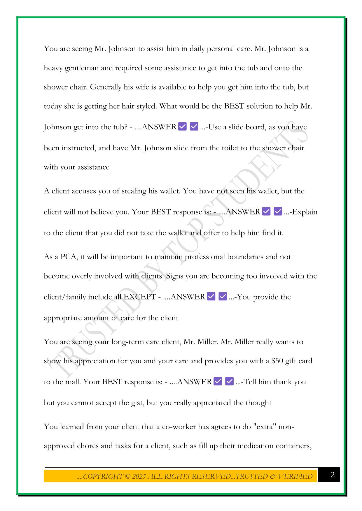 HHA EXAM 1 2025 QUESTIONS AND ANSWERS