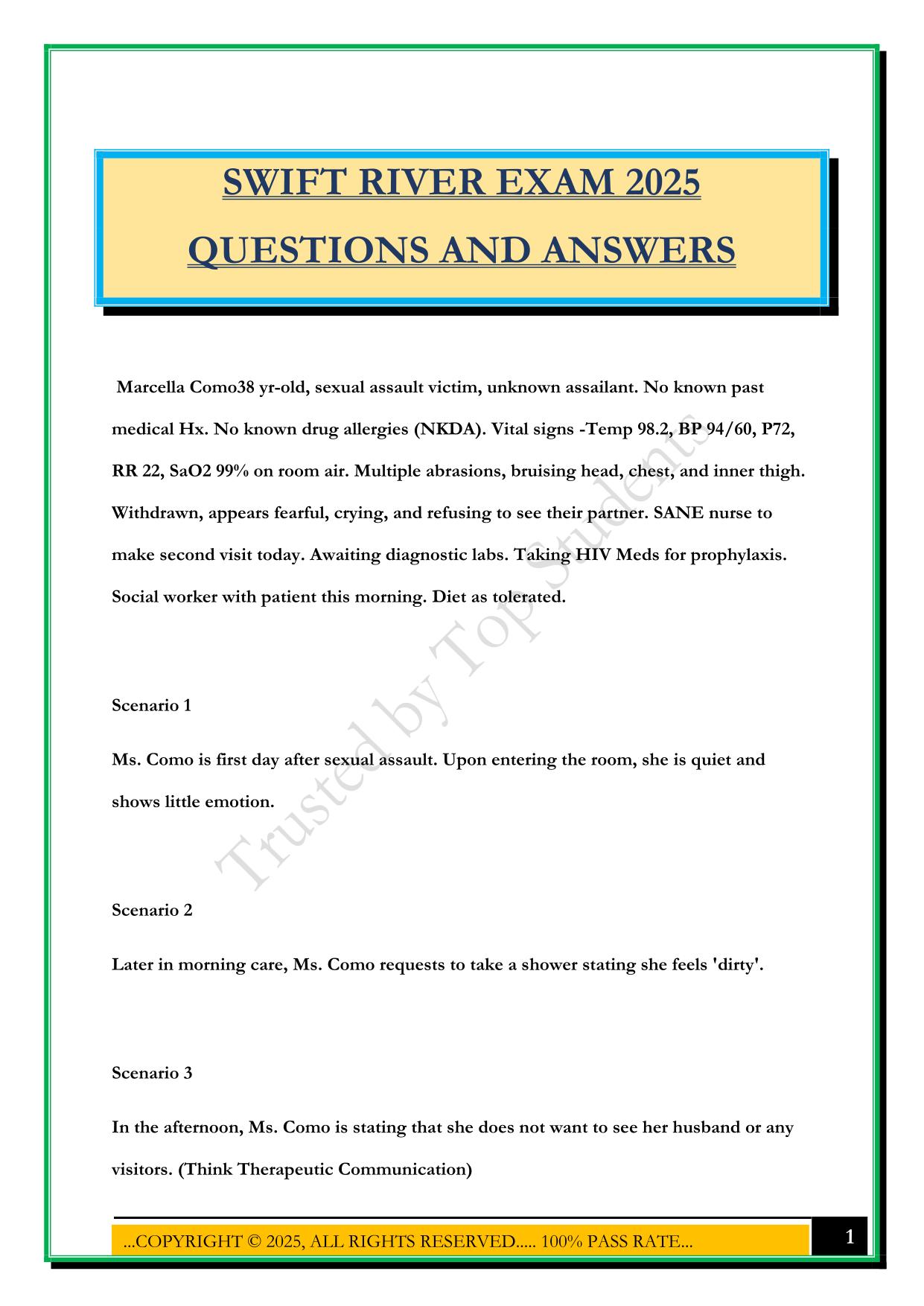SWIFT RIVER EXAM 2025 QUESTIONS AND ANSWERS