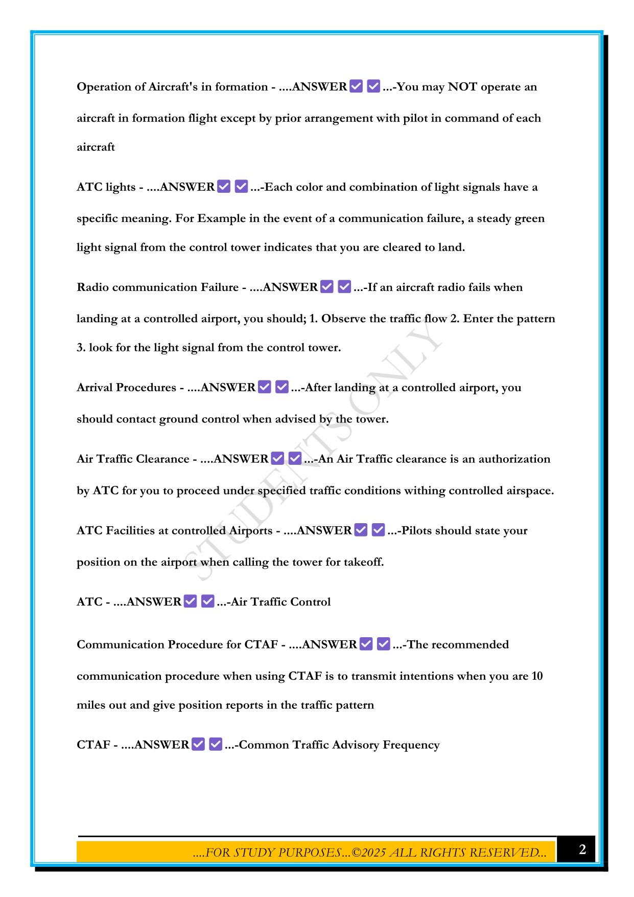 GROUND SCHOOL FAA 1-5 EXAM 2025 QUESTIONS AND ANSWERS