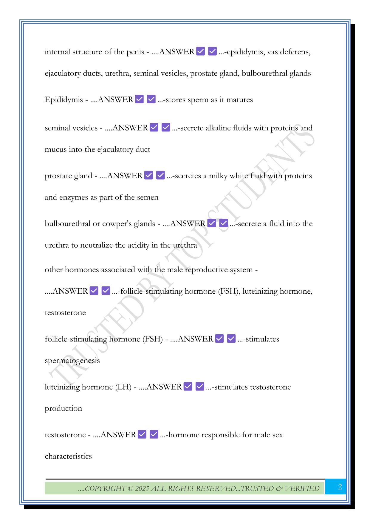 ATI TEAS: Reproductive System Exam 2025 Questions and Answers