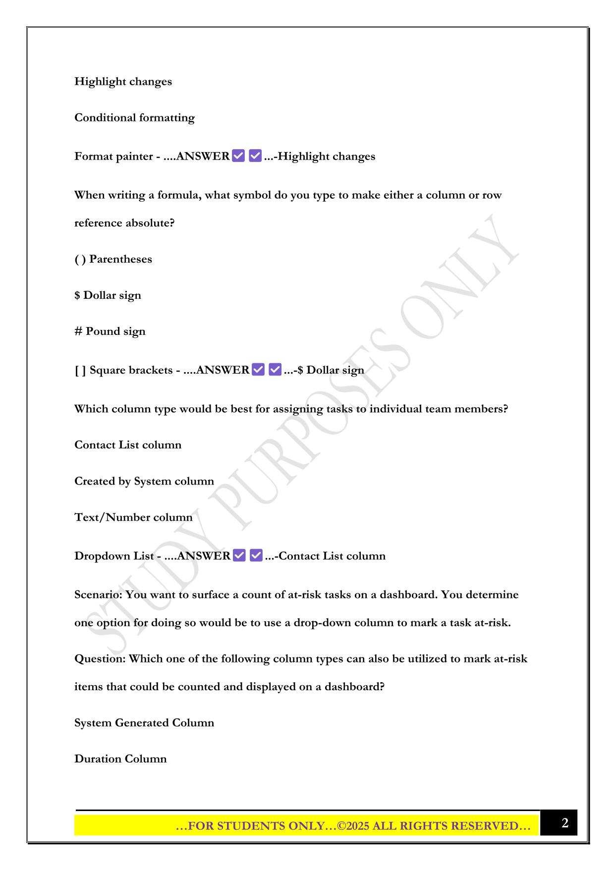 Smartsheets Product Certification Part 1 Quiz 2025 Questions and Answers