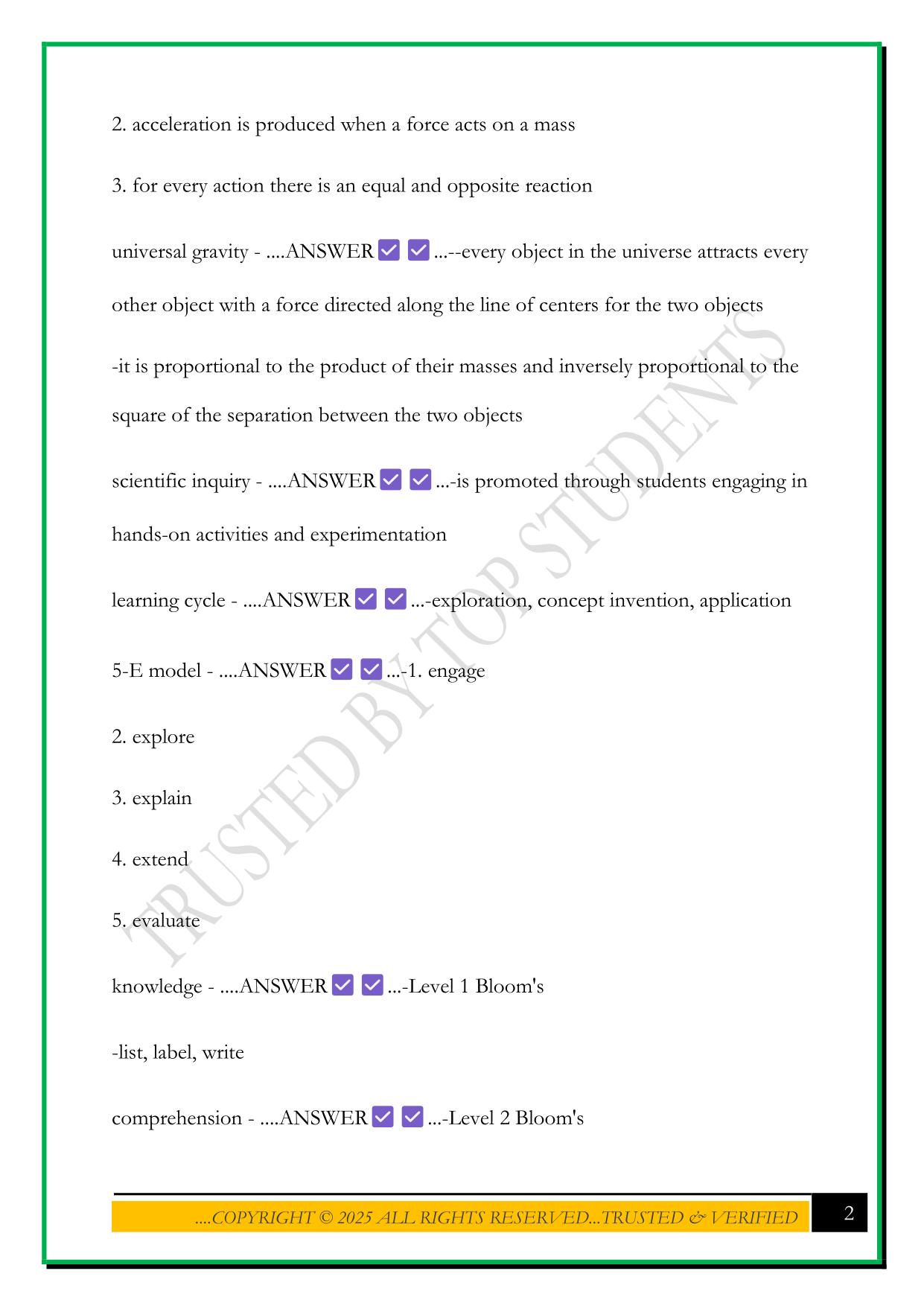 EC-6 CORE SUBJECTS: SCIENCE EXAM 2025 QUESTIONS AND ANSWERS