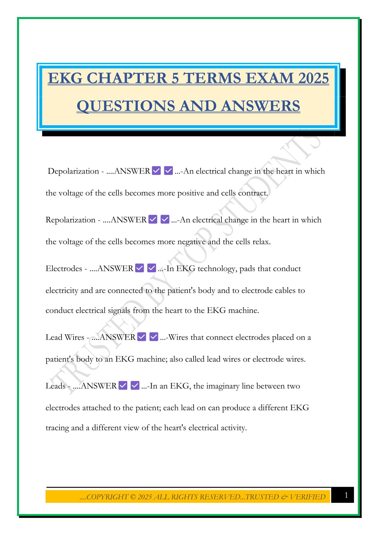 EKG CHAPTER 5 TERMS EXAM 2025 QUESTIONS AND ANSWERS
