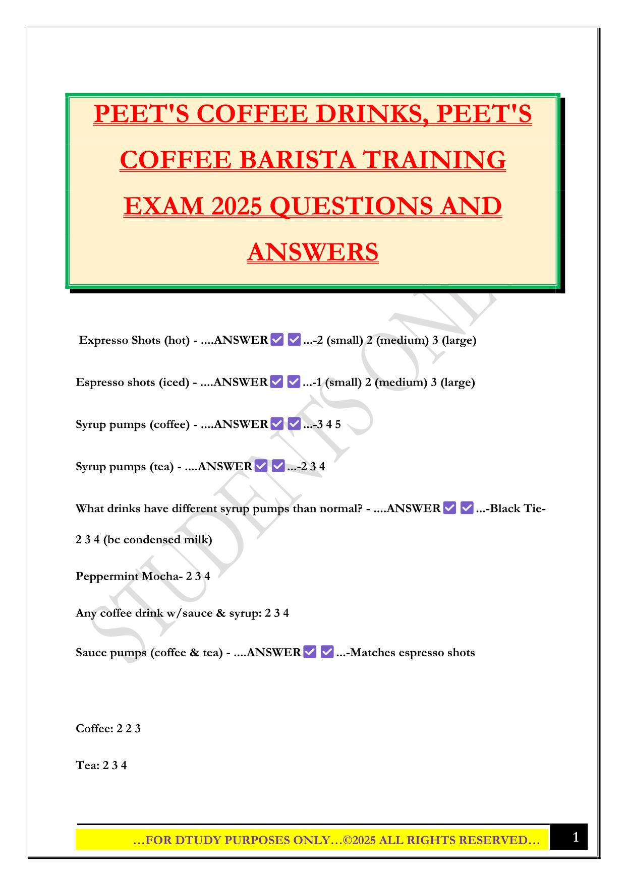  BARISTA Bundled Exams 2025/2026 |Questions and Answers |100% Pass