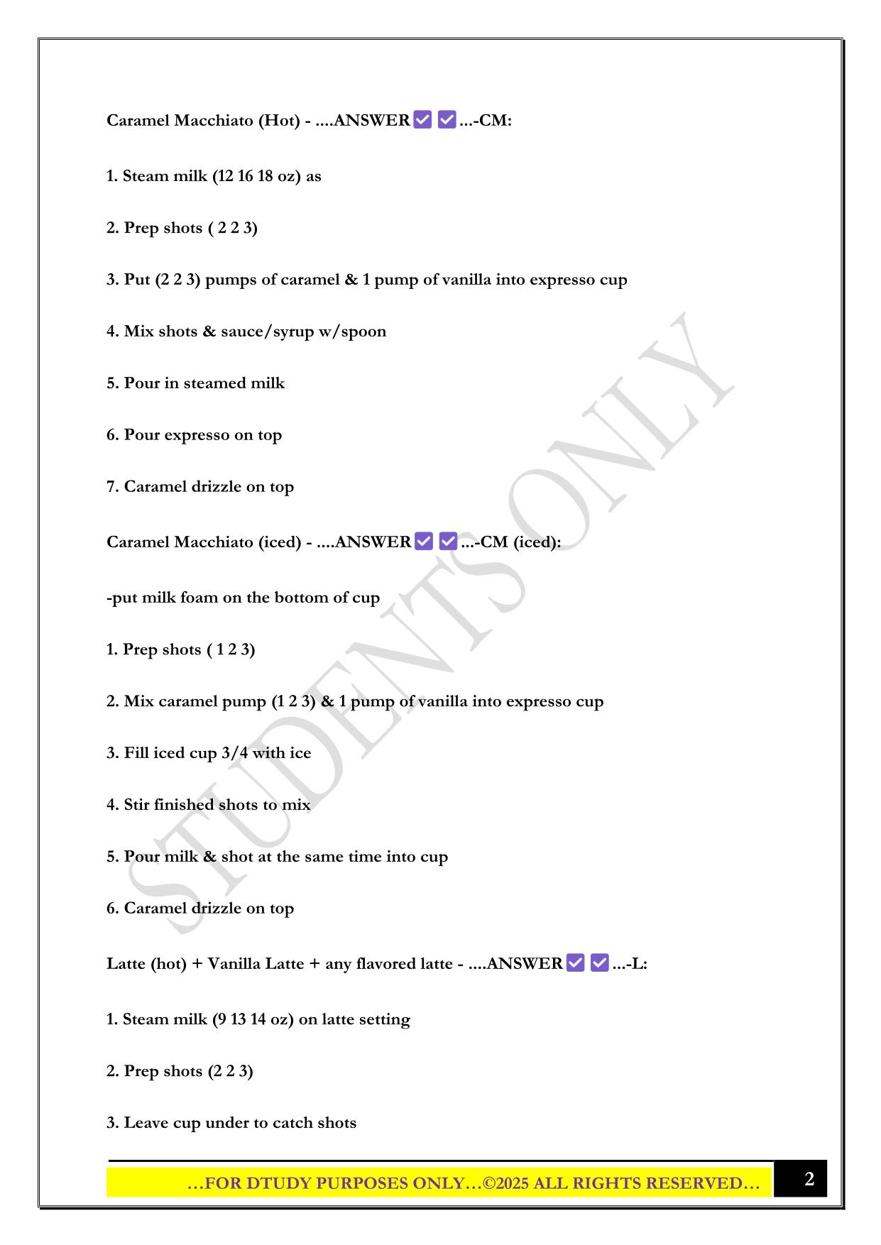 PEET'S COFFEE DRINKS, PEET'S COFFEE BARISTA TRAINING EXAM 2025 QUESTIONS AND ANSWERS