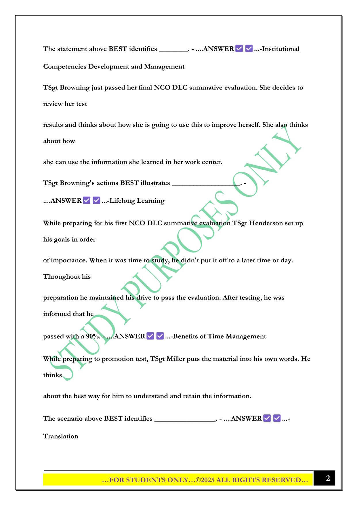 Air Force NCOA - Vol. 1 Course Foundation - Set A & B Exam 2025 Questions and Answers