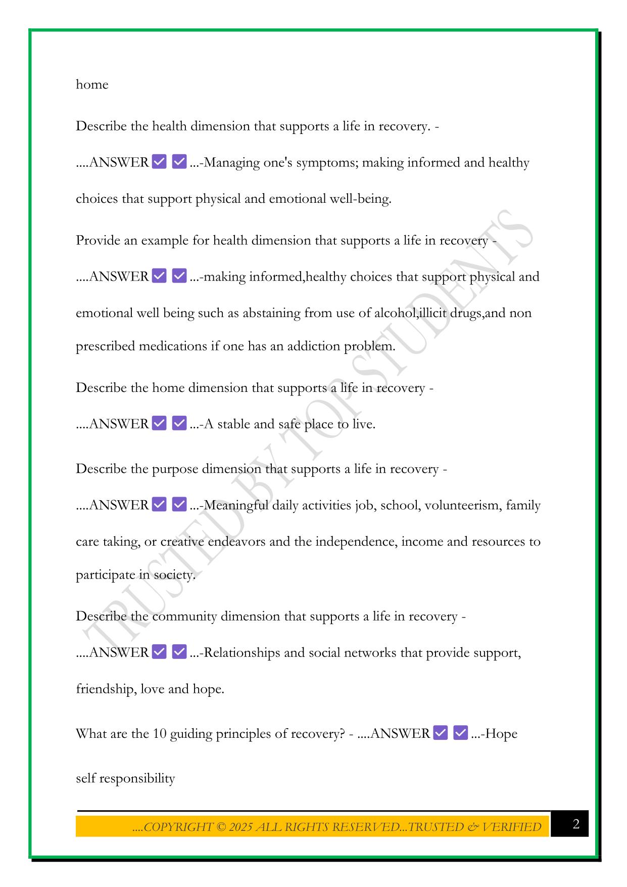 HOSA BEHAVIORAL HEALTH EXAM 2025 QUESTIONS AND ANSWERS