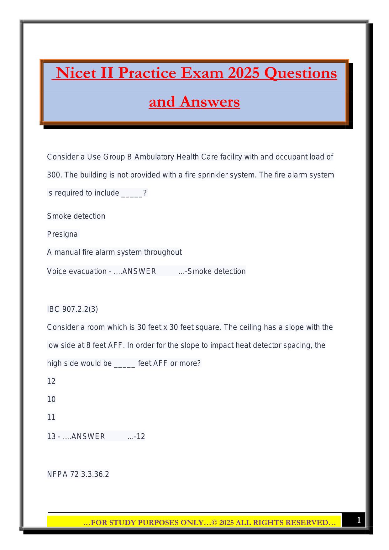 Nicet II Practice Exam 2025 Questions and Answers